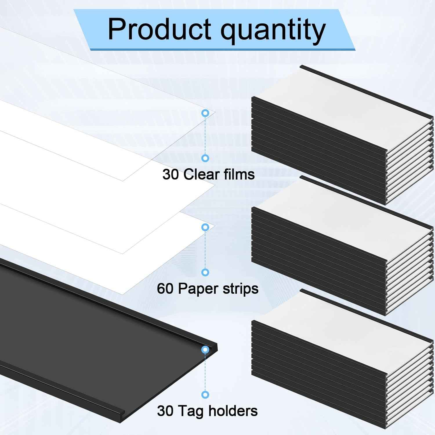Fainne 30 Pcs C Channel Magnetic Label Holder 4 x 2 inches with White Card Inserts Clear Plastic Protectors Shelf Labels with Magnets Name Tags Magnetic Tool Labels for Metal Whiteboard Rack