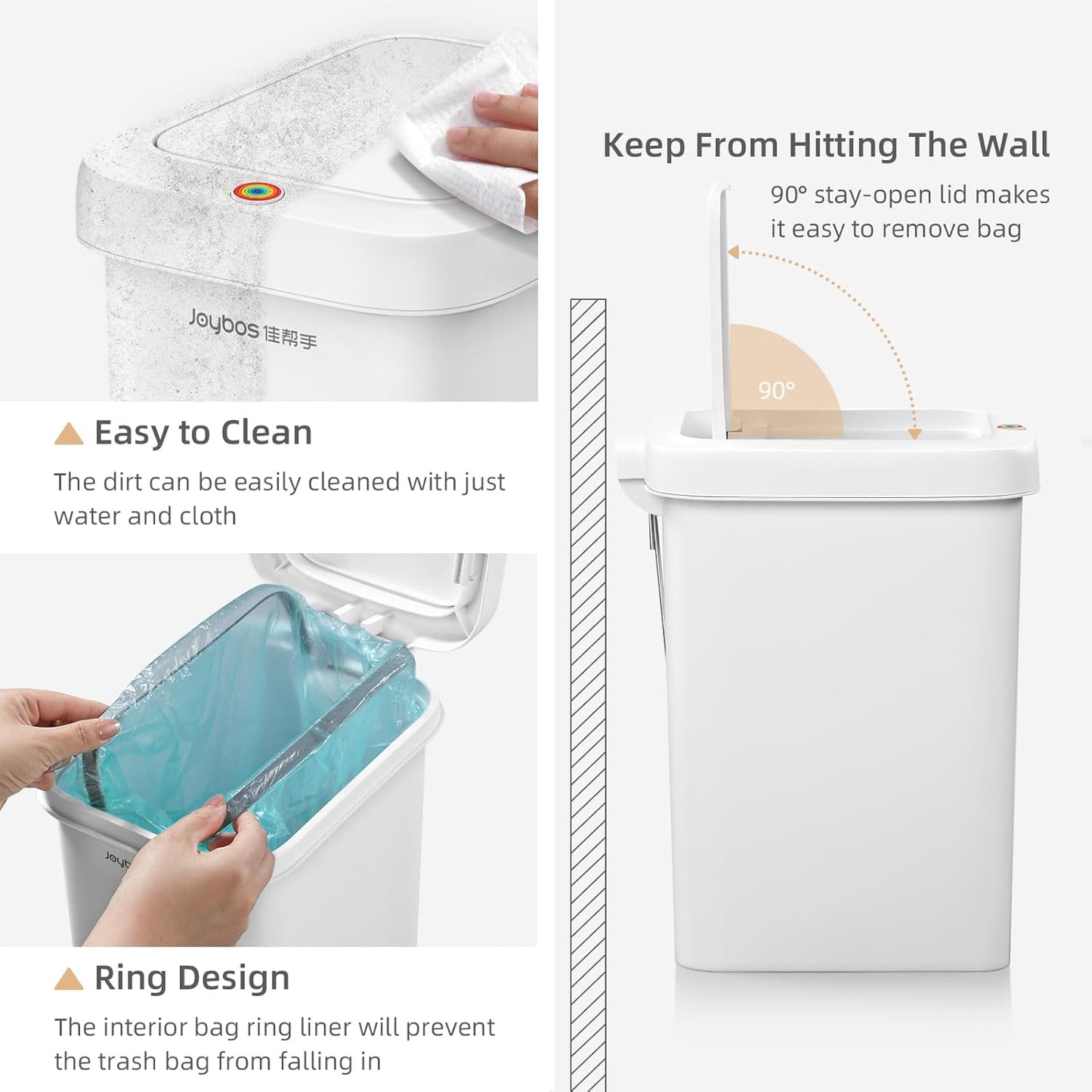 MOPALL Small Bathroom Trash Can with Lid Soft Close, Garbage Can with Press Top Lid & Foot Pedal, Step Trashcan Slim Trash Bin Waste Basket for Toilet, Office, Bedroom, Kitchen, Living Room 2.7 Gallon