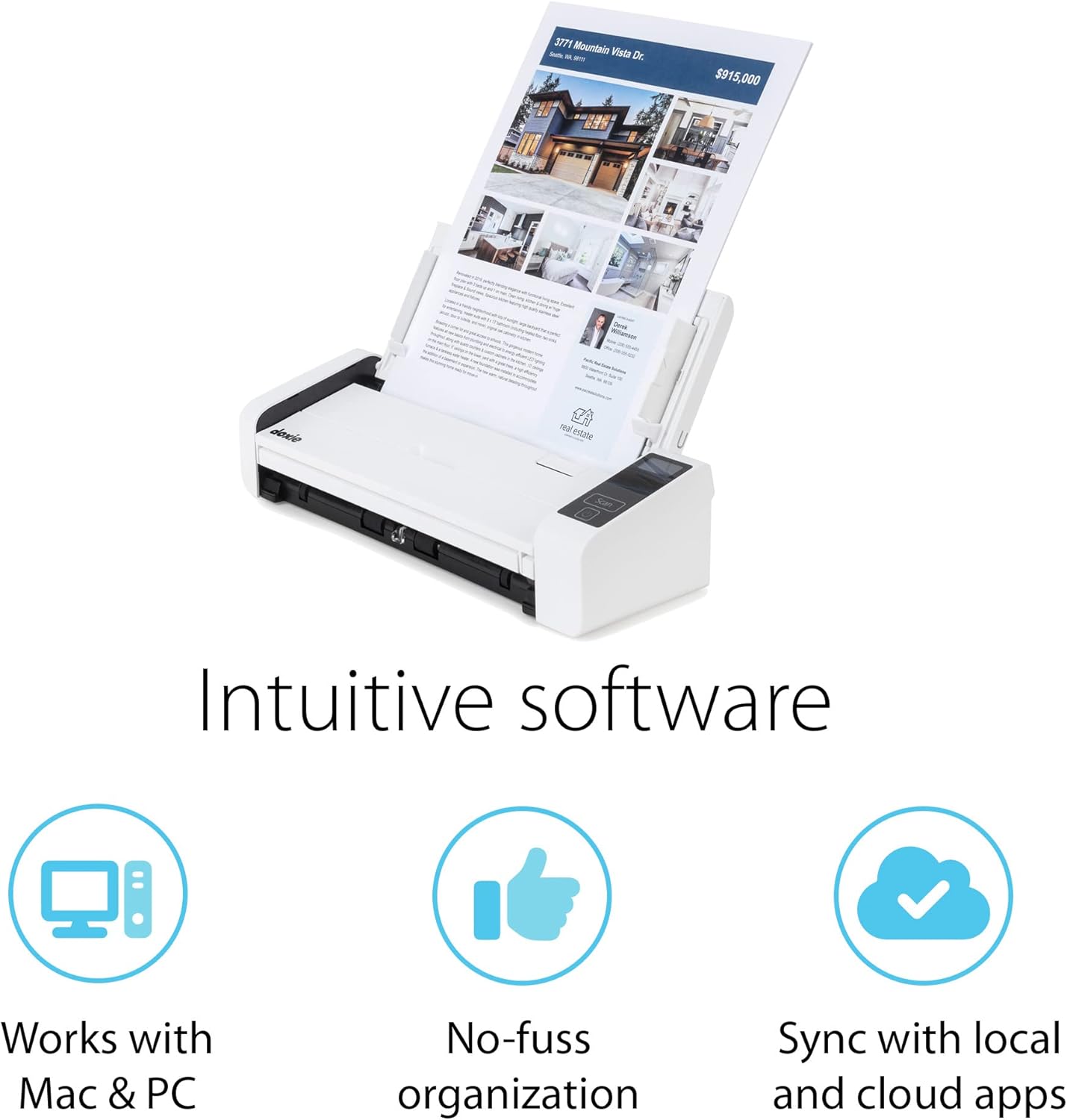 Doxie Pro DX400 - Duplex Document Scanner and Receipt Scanner for Home and Office with Amazing Software for Mac and PC - Lumora Desk
