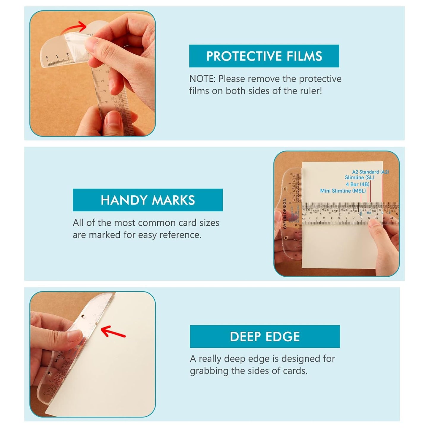 2PCS 6 inch/15cm T-Shape Acrylic Transparent T-Ruler for Drafting and General Layout Work Scrapbooking Drafting Tools Scale Ruler for Crafting Zero-Centering Ruler with Inches & Metric Measuring Tool