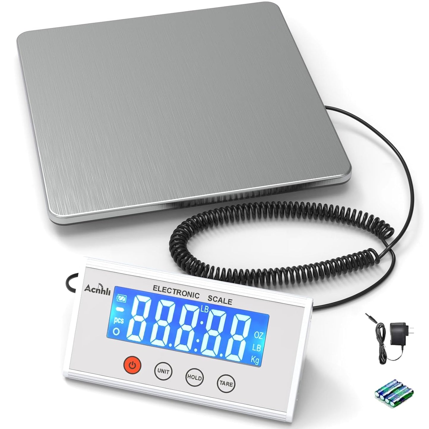 Digital Shipping Scales 440 pounds, Stainless Steel Heavy Duty Postal Scale for Warehouses, Homes, Offices, and Courier Companies, Including Product Manuals and adapters - Lumora Desk