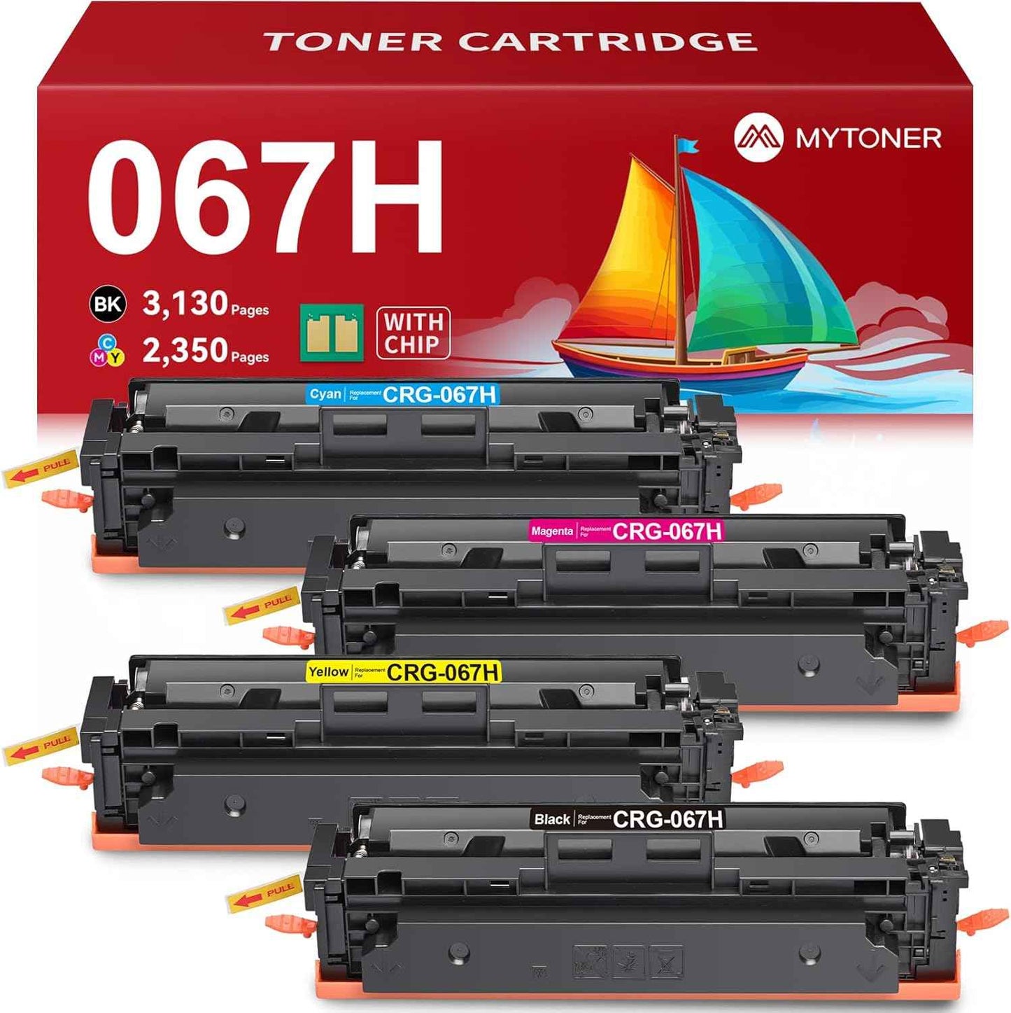 MYTONER 067H 067 Toner Cartridge Set Compatible Replacement for Canon 067H Toner Cartridge High Capacity for imageCLASS MF656Cdw LBP632Cdw MF654Cdw MF653Cdw LBP633Cdw MF650C LBP630C Printer (4 Pack)