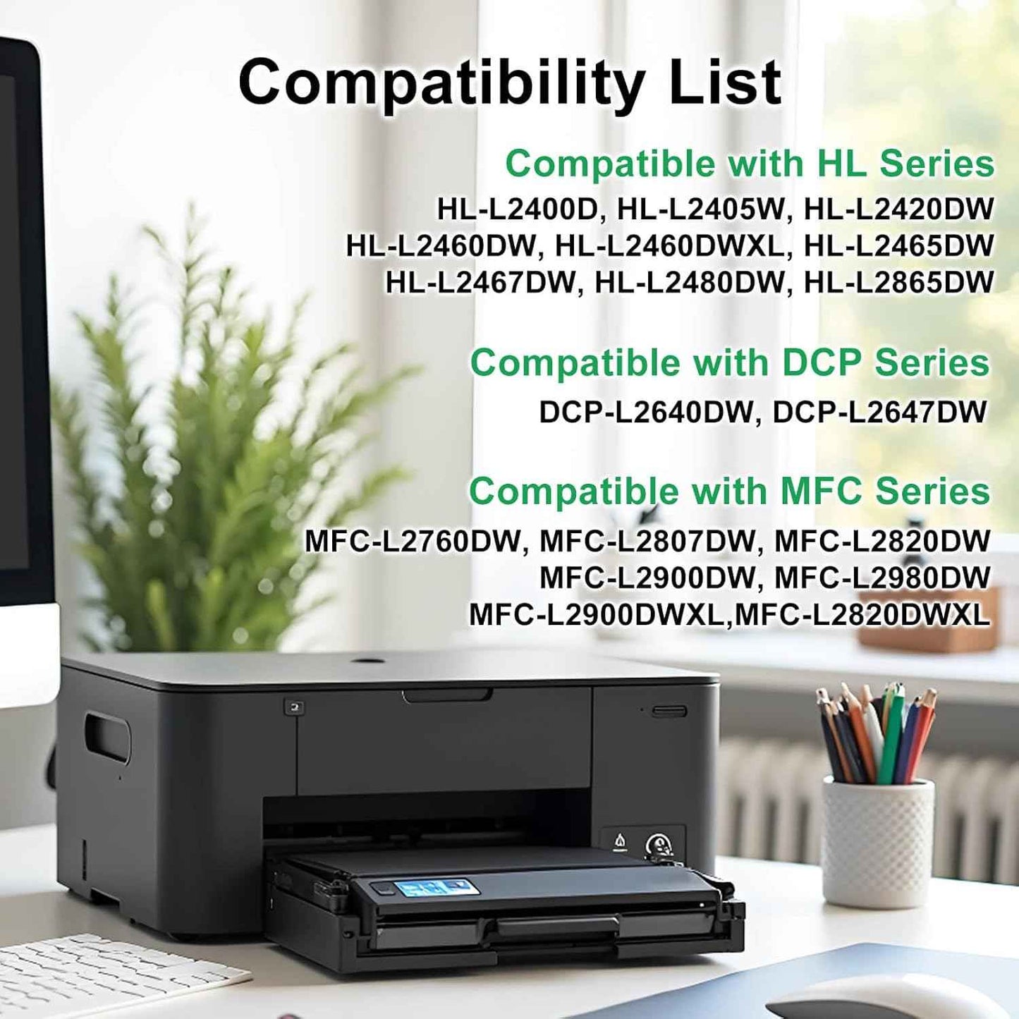 TN830XL Compatible Toner Cartridge Replacement for Brother TN830XL TN-830XL TN-830 Toner Compatible with Brother DCP-L2640DW HL-L2405W HL-L2460DW HL-L2480DW MFC-L2820DW HL-L2400D Printer (2 Black)