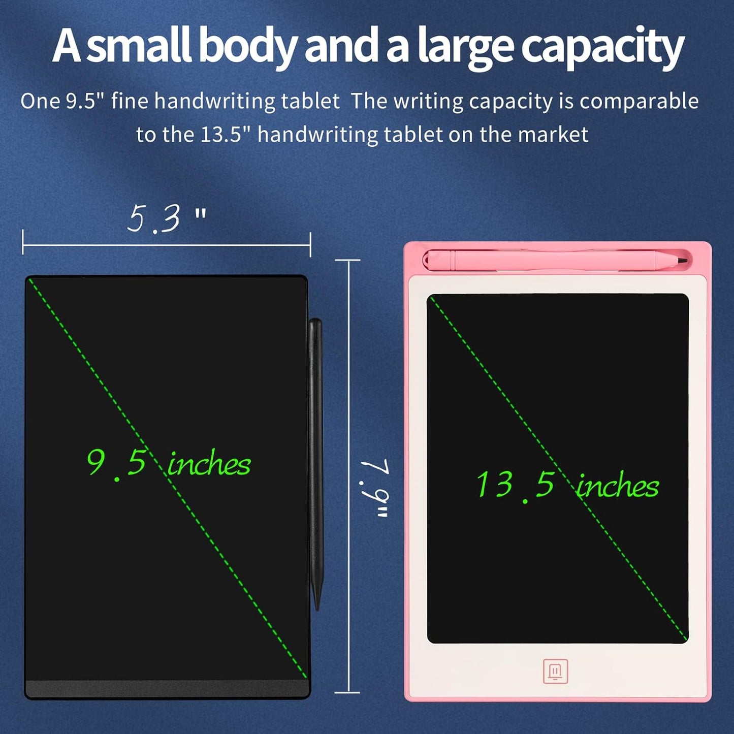 LCD Writing Tablet, 9.5in Erasable Reusable Electronic Drawing Pads, Electronic scratchpad for Kids and Adults, to-Do List Table with Magnetic.