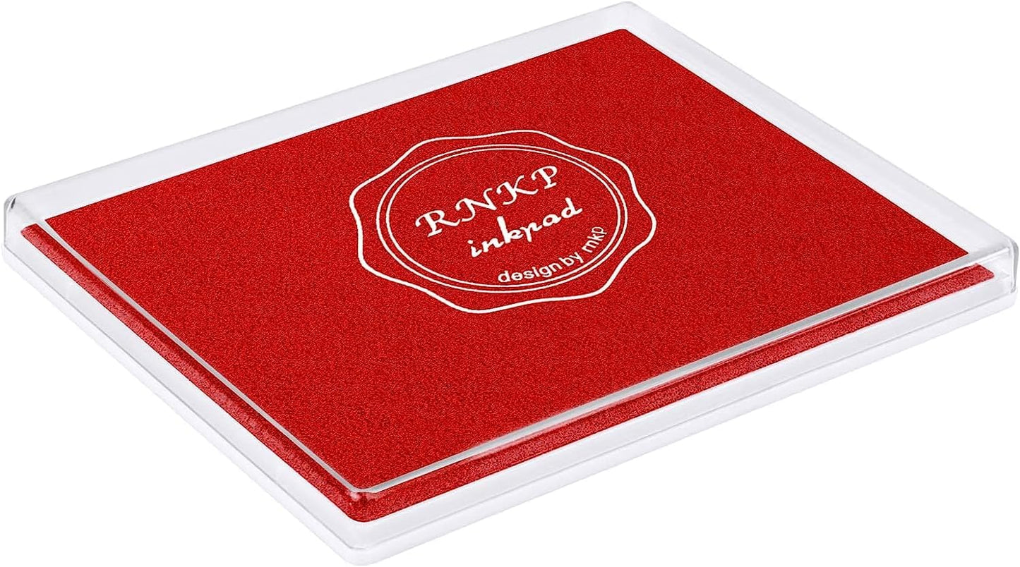 MOYBMG Large Red Permanent Ink Pad for Rubber Stamps, 5x4 Inch, Kids Non-Toxic Safe Ink Pad, Paper Wood Fabric