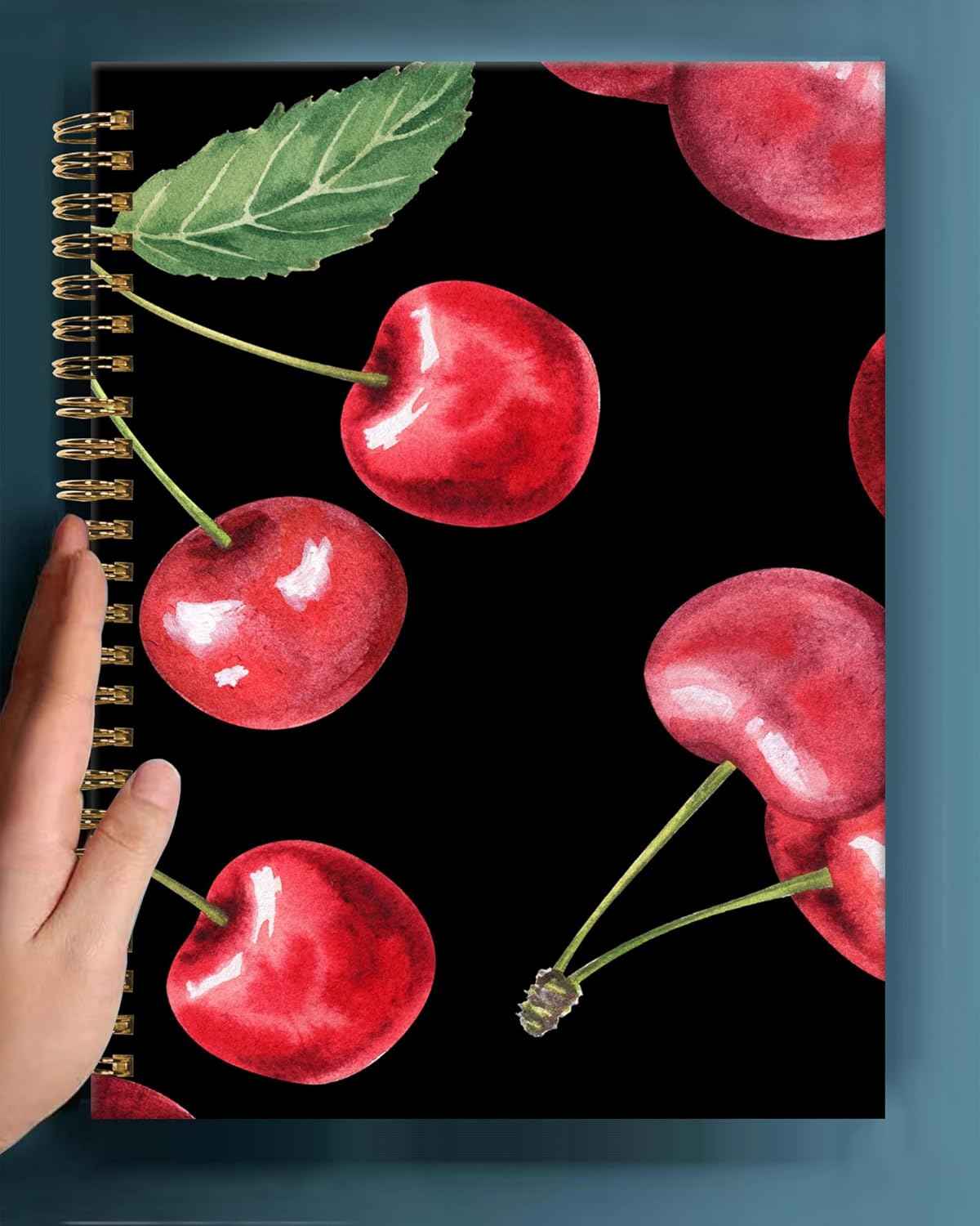 Spiral Journal Notebook,A5 Hardcover Lined Journals for Women Girl 6 x 8.3 in,120 Pages Thick Paper,Cute College Ruled Writing Notebook for Gifts Office Work School(Watercolor Cherry Berry)
