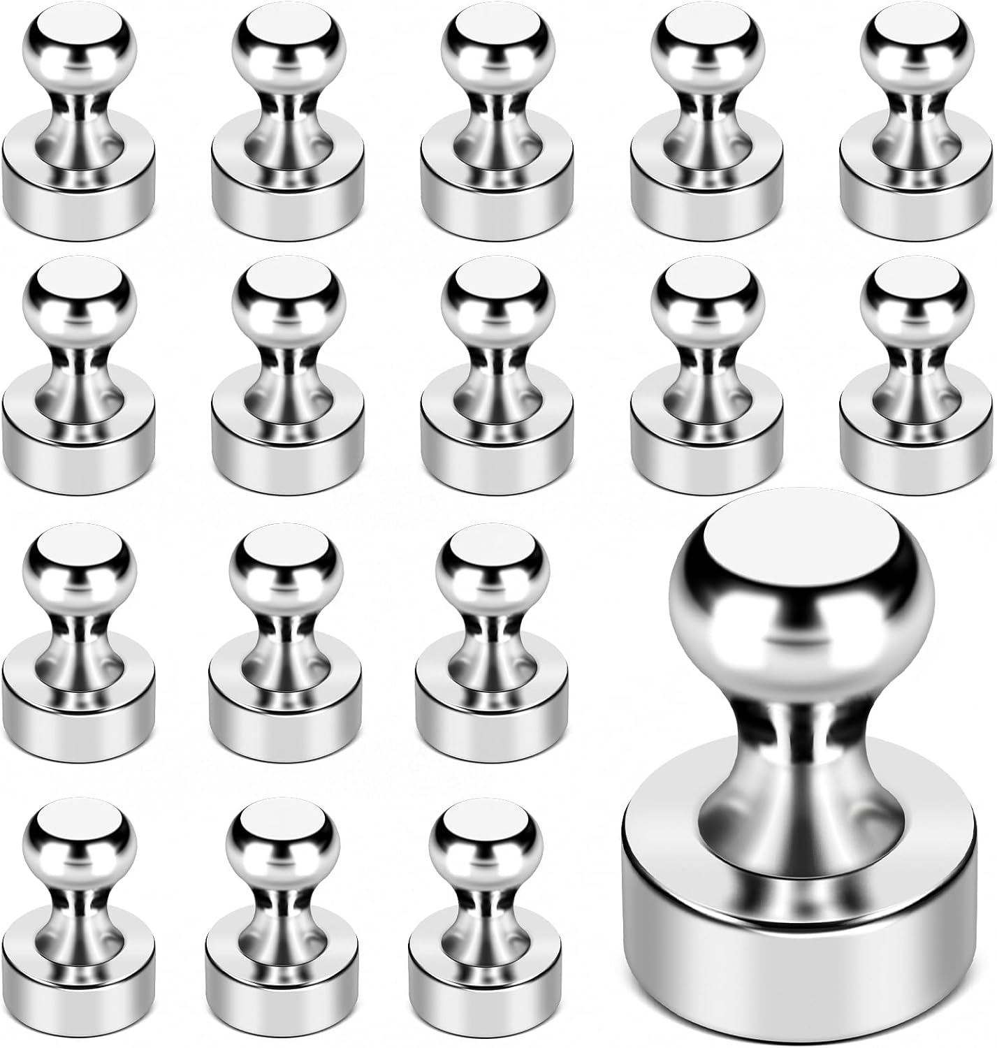 LOVIMAG 18Pcs Modern Minimalist Refrigerator Magnets, Strong Neodymium Metal Fridge Magnets for Whiteboard, Kitchen, Office, School