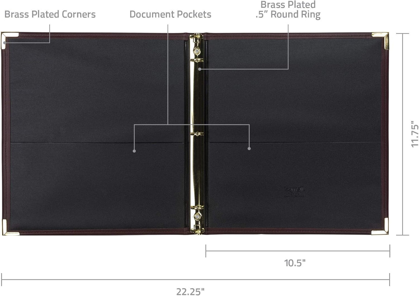 Samsill Classic Collection Leather 3 Ring Binder, Executive Presentation Portfolio, 0.5 Inch (Holds 100 Sheets), Brass Round Ring, Burgundy