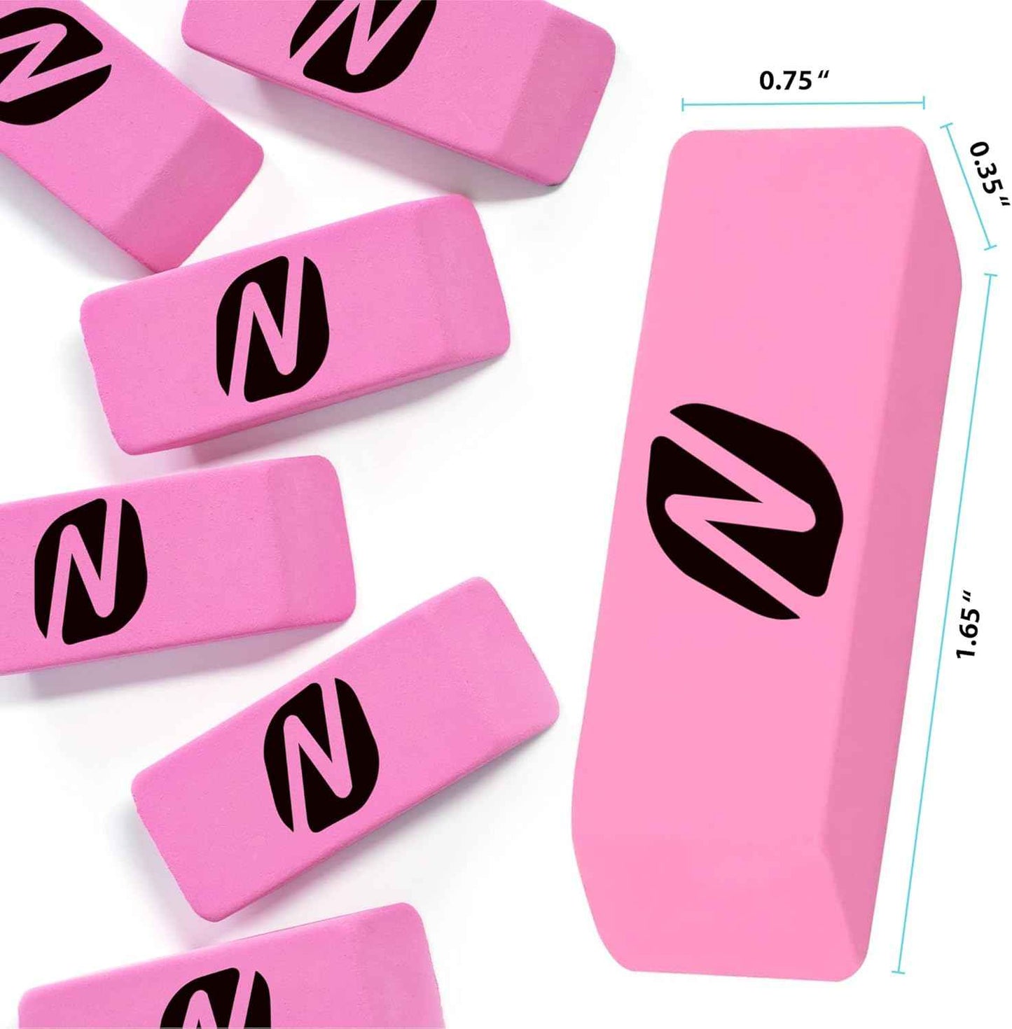 Noverbee 100‑Pack Pink Pencil Erasers – Large Latex‑Free Bulk Erasers for Kids, School, Classroom & Office – Smudge‑Free, Durable, Non‑Toxic Art & Homework Supplies