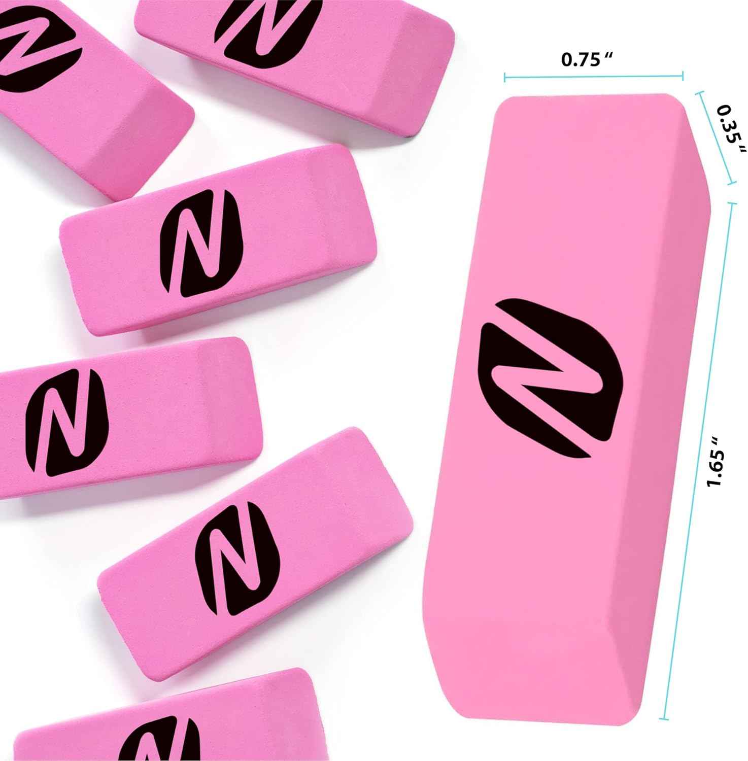 Noverbee 100‑Pack Pink Pencil Erasers – Large Latex‑Free Bulk Erasers for Kids, School, Classroom & Office – Smudge‑Free, Durable, Non‑Toxic Art & Homework Supplies