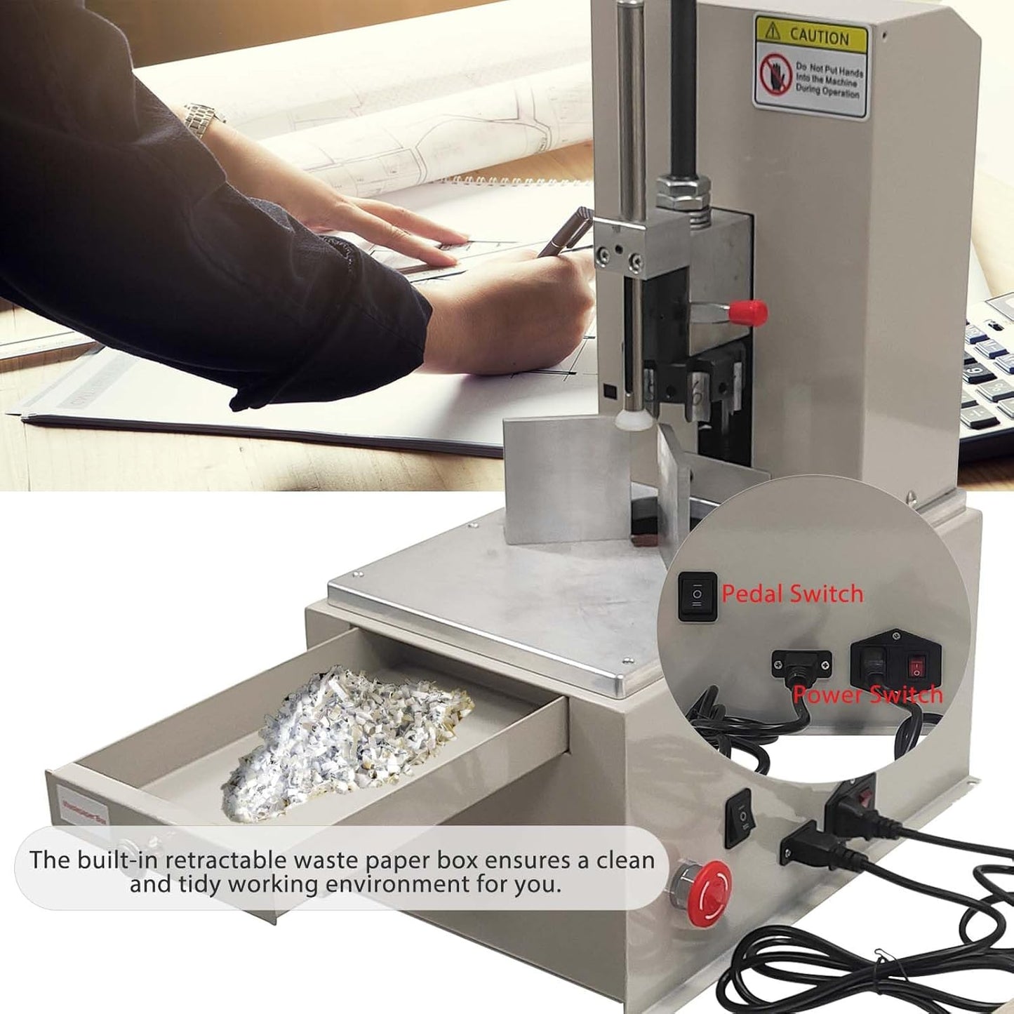Electric Round Corner Cutter Machine, Foot Pedal High-Speed Corner Rounder with 7 Blades (R3-R9), 1-Second Change Blade, 56 times/min, Ideal for Cardstock/Film/PVC/Leather