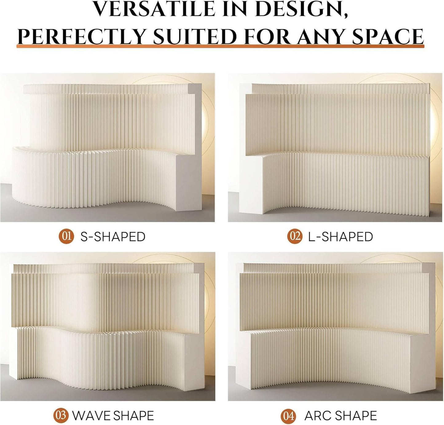 Paper Room Divider with Shelves Folding Room Divider Portable Room Partition Foldable Temporary Wall Retractable Folding Screen for Home, Office, Studio, Exhibition