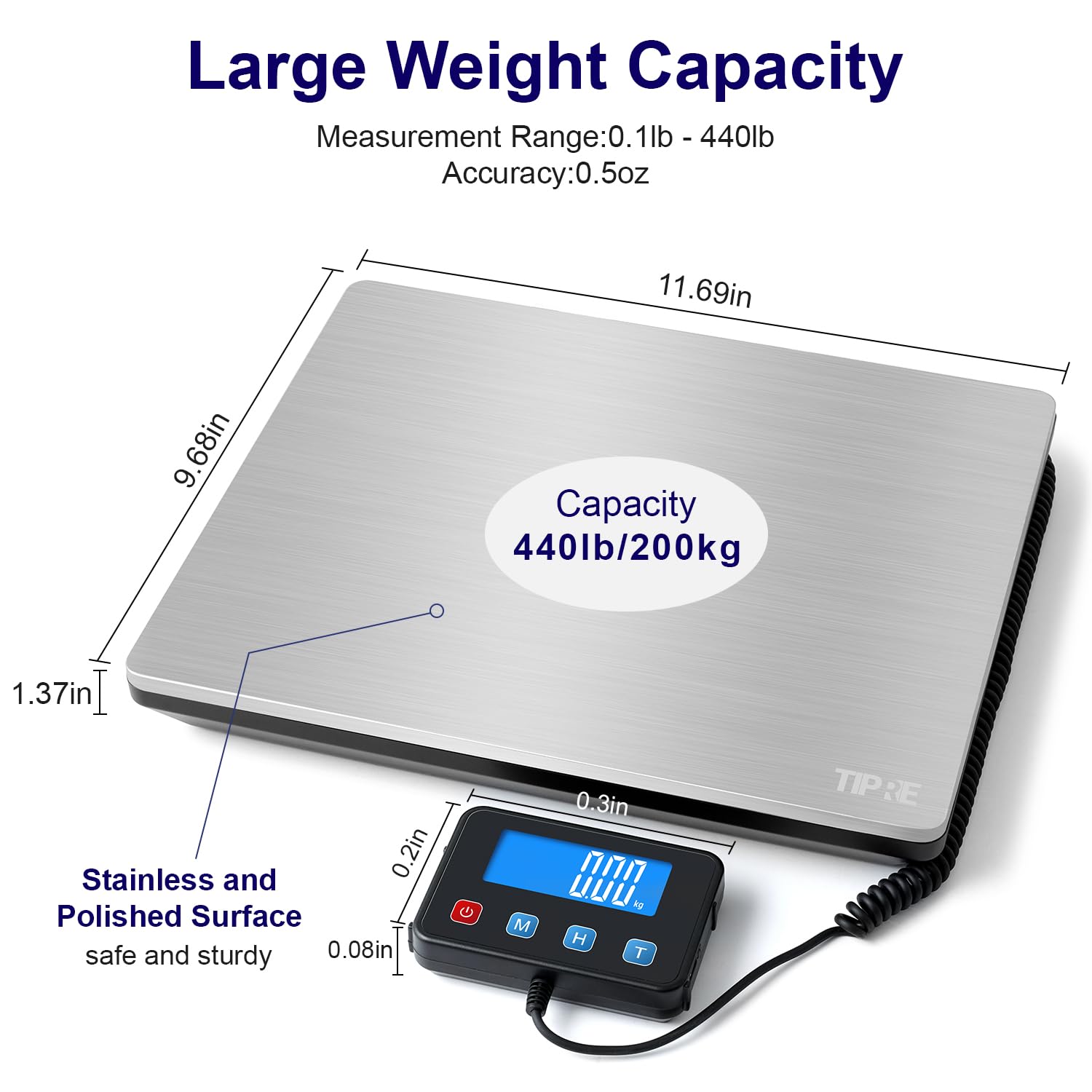 Digital Shipping Postal Scale 0.5 oz High Accuracy！440lb Commercial Weight Scale for Package, Small Business, Mail, Warehouse, Home, Battery & Charging Cable Included - Lumora Desk