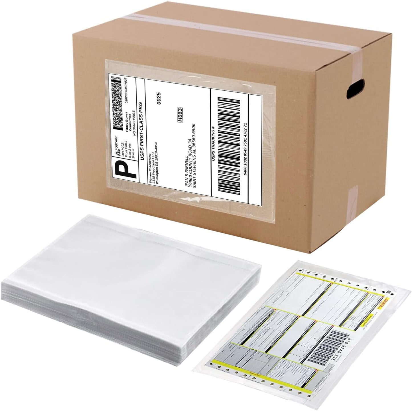 RyhamPaper Packing List Envelopes, Clear 7.5" x 5.5" Self Adhesive Shipping Labels Envelope Pouches (200 PCS)