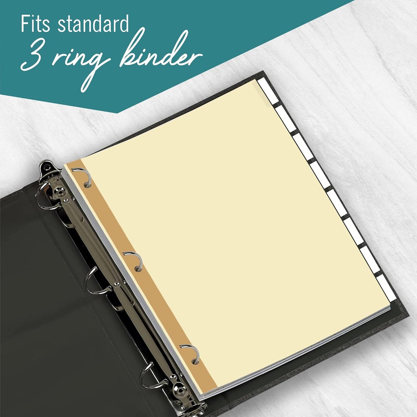 8-Tab Binder Dividers for 3 Ring Binder, Insertable Clear Big Tabs, Letter Size Paper Divider, 8.5 x 11 inch, 3 Sets (24 Dividers Total)