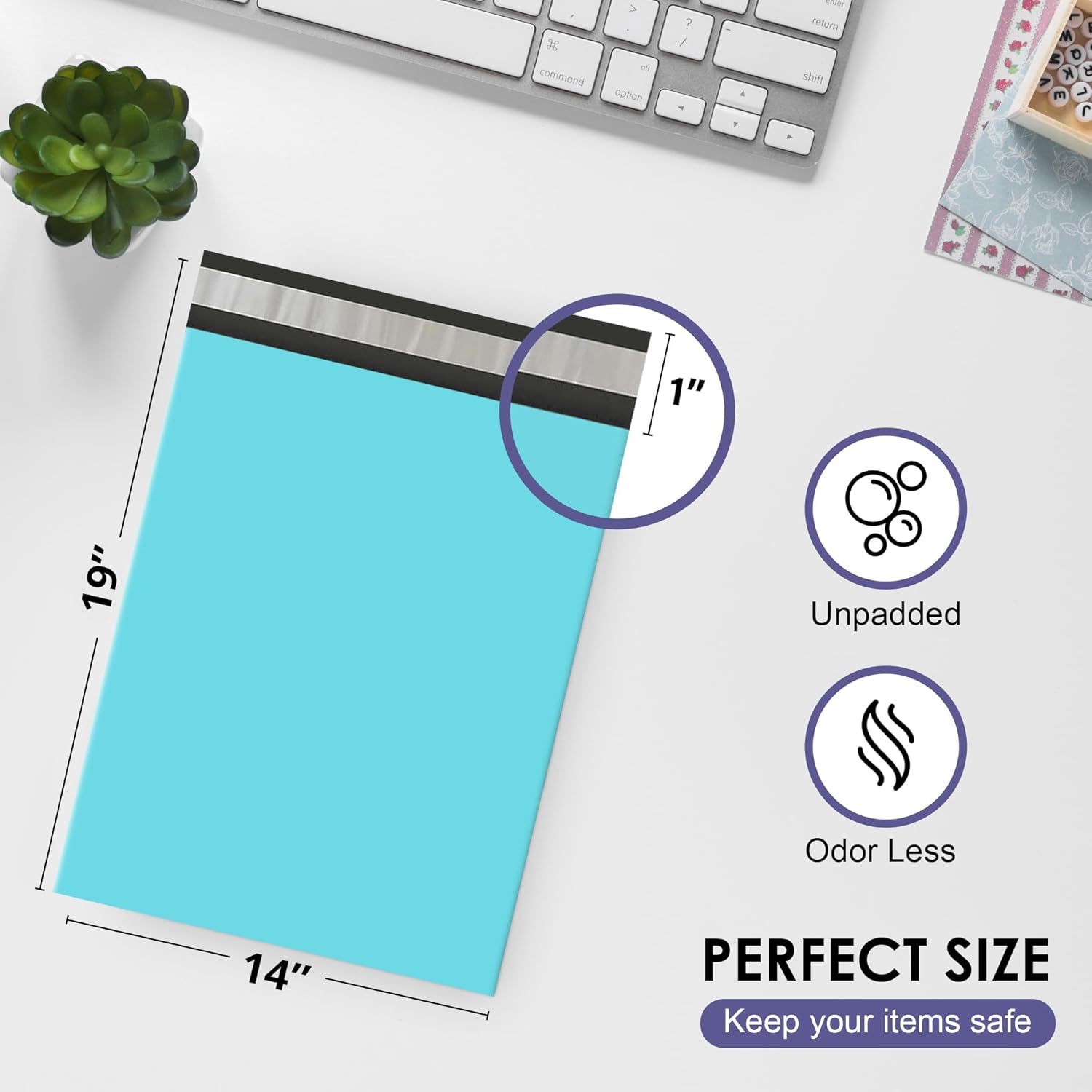 Teal Large Poly Mailers 14.5x19 Inch | Strong Adhesive Self-Seal Mailer Bag | Tear, Tamper, Water Resistant Shipping Envelopes | Thick Strong polymailer Bags | Clothing Shipping Bags | 500 Pcs Bulk - Lumora Desk