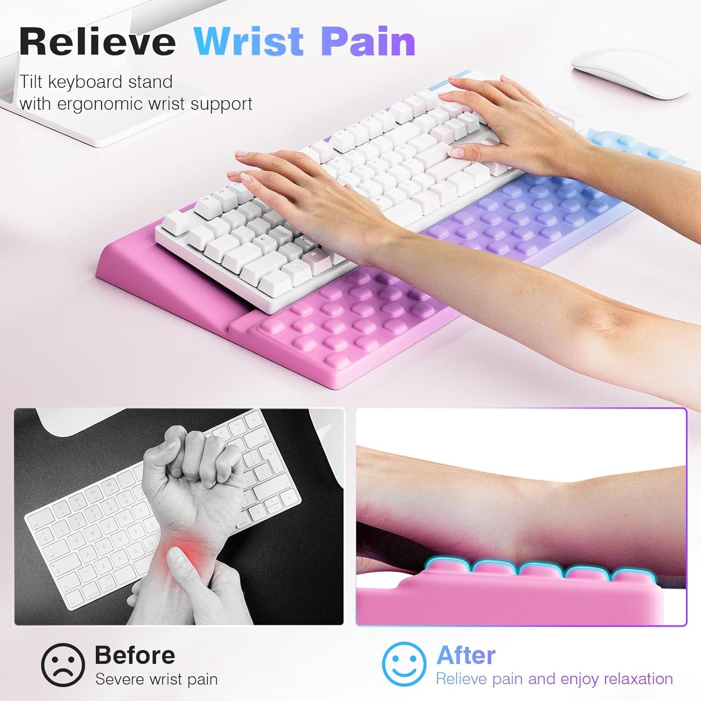 Ospelelf Ergonomic Keyboard Wrist Rest Pad Comfortable Keyboard Stand Riser Holder Pad for Office Gaming