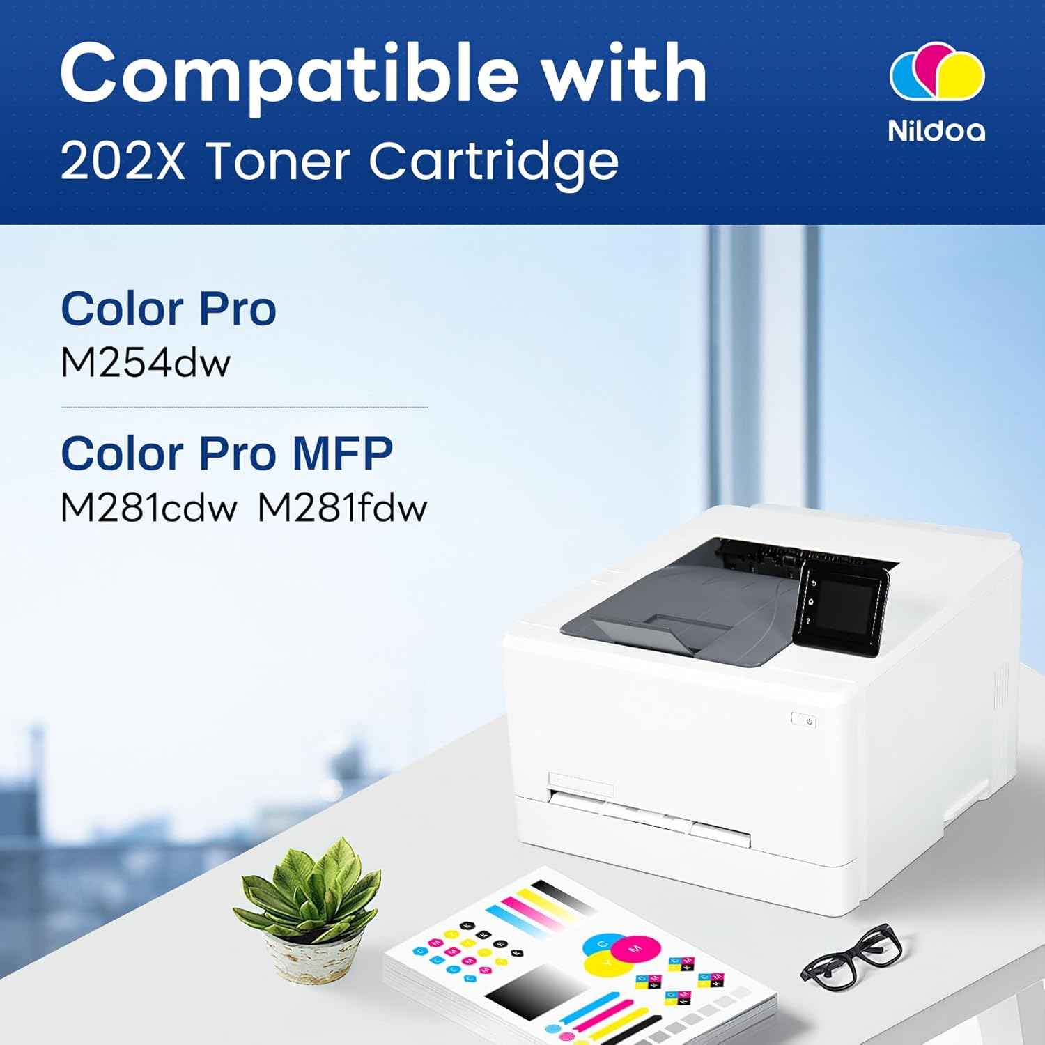202X Toner Cartridges 4 Pack High Yield Replacement for HP 202X CF500X CF501X CF502X CF503X Color Pro M254dw; MFP M281cdw M281fdw Printer Ink(Black Cyan Magenta Yellow)