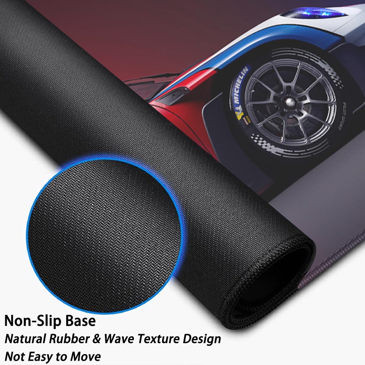 Mouse Pad Mouse Mat Large,Stitched Edges Non-Slip Waterproof Rubber Base Mouse Mat for Office Home Work Gaming(31.5X11.8 in) (Car)