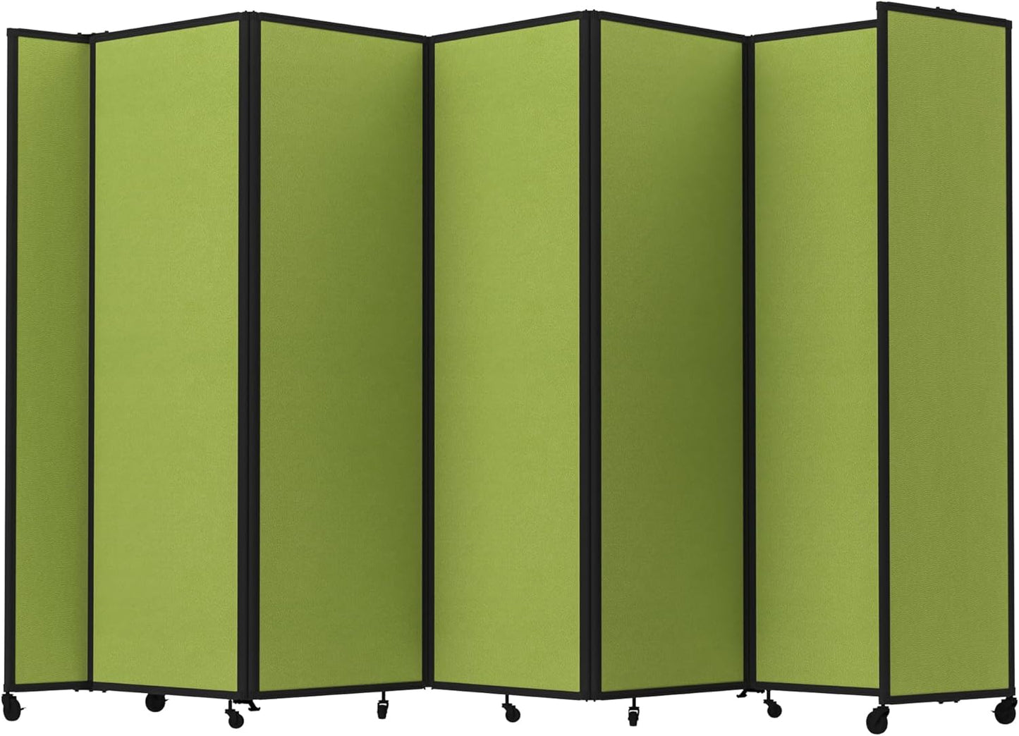 Versare Room Divider 360 Portable Wall Partition | Folding Panels | Large Freestanding Divider | Locking Wheels | Temporary Room Separator | 14' x 7'6'', Lime Green