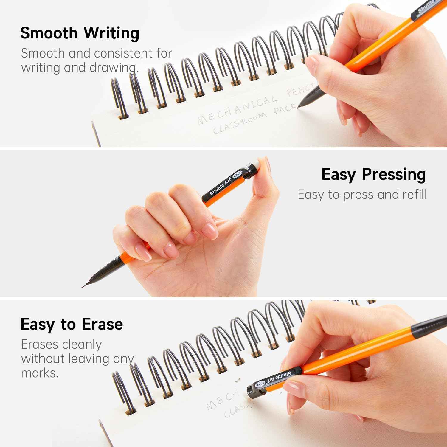 Shuttle Art Mechanical Pencils, 210 Pack Bulk Mechanical Pencils 0.7mm Medium Point, HB #2 Lead, Assorted Barrels, Office School Supplies