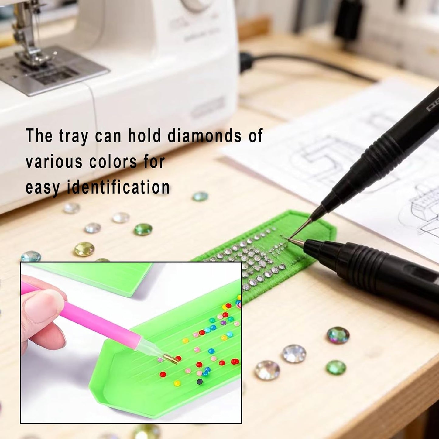 100 Pieces Green Plastic Bead Sorting Trays Diamond Bead Sorting Trays Organizer, Diamond Painting Tool Accessories for DIY Art Craft