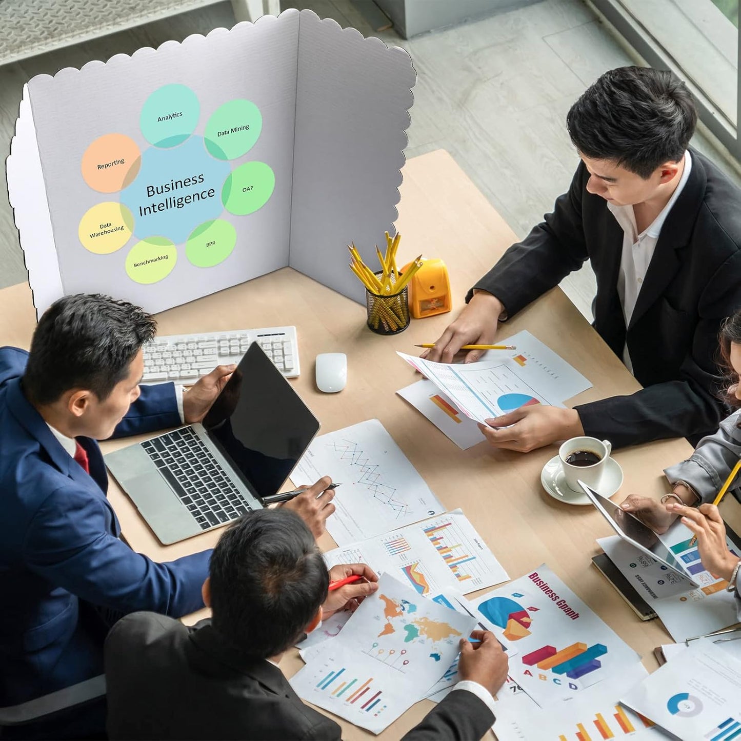 Outus 24 Pcs 24 x 36 Inch Trifold Poster Board Tri Fold Science Fair Display Boards for Projects Photo Picture Exhibition Event Displays Business Presentation School Foldable,White Corrugated