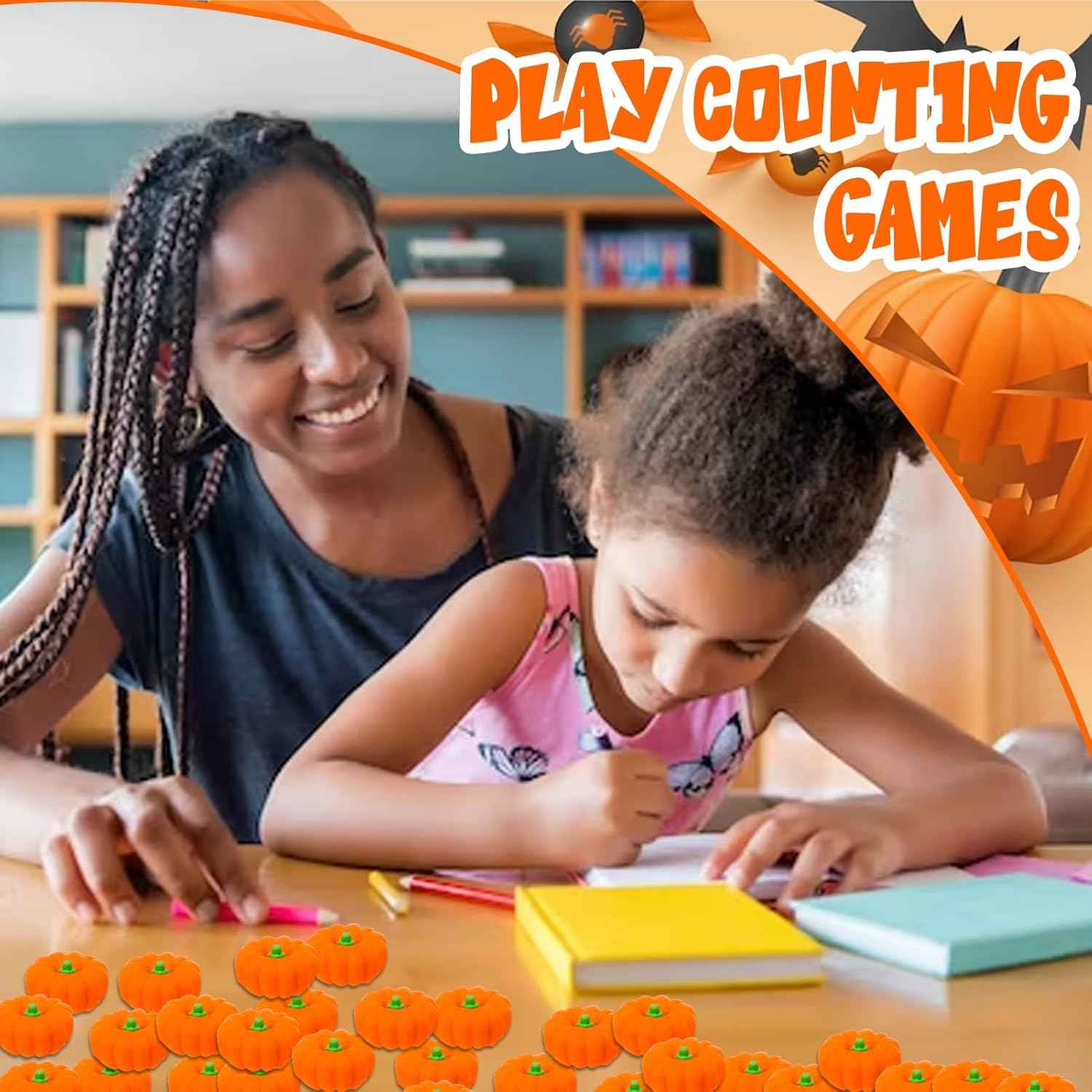 44 Pcs 3D Pumpkin Erasers Bulk, Fall Mini Erasers Novelty Pencil Eraser Stationery for Kids Students Halloween Fall Thanksgiving Party Favor Teacher Rewards Classroom