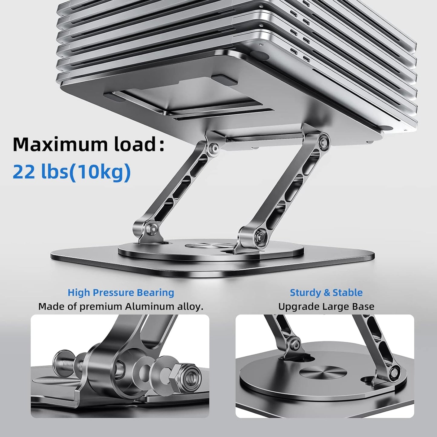 MCHOSE Laptop Stand with 360° Rotating Base, Foldable Adjustable Computer Holder, Ergonomic Design Compatible with MacBook Air Pro, Dell XPS, HP, Lenovo More 10-17" (A-Space Grey)