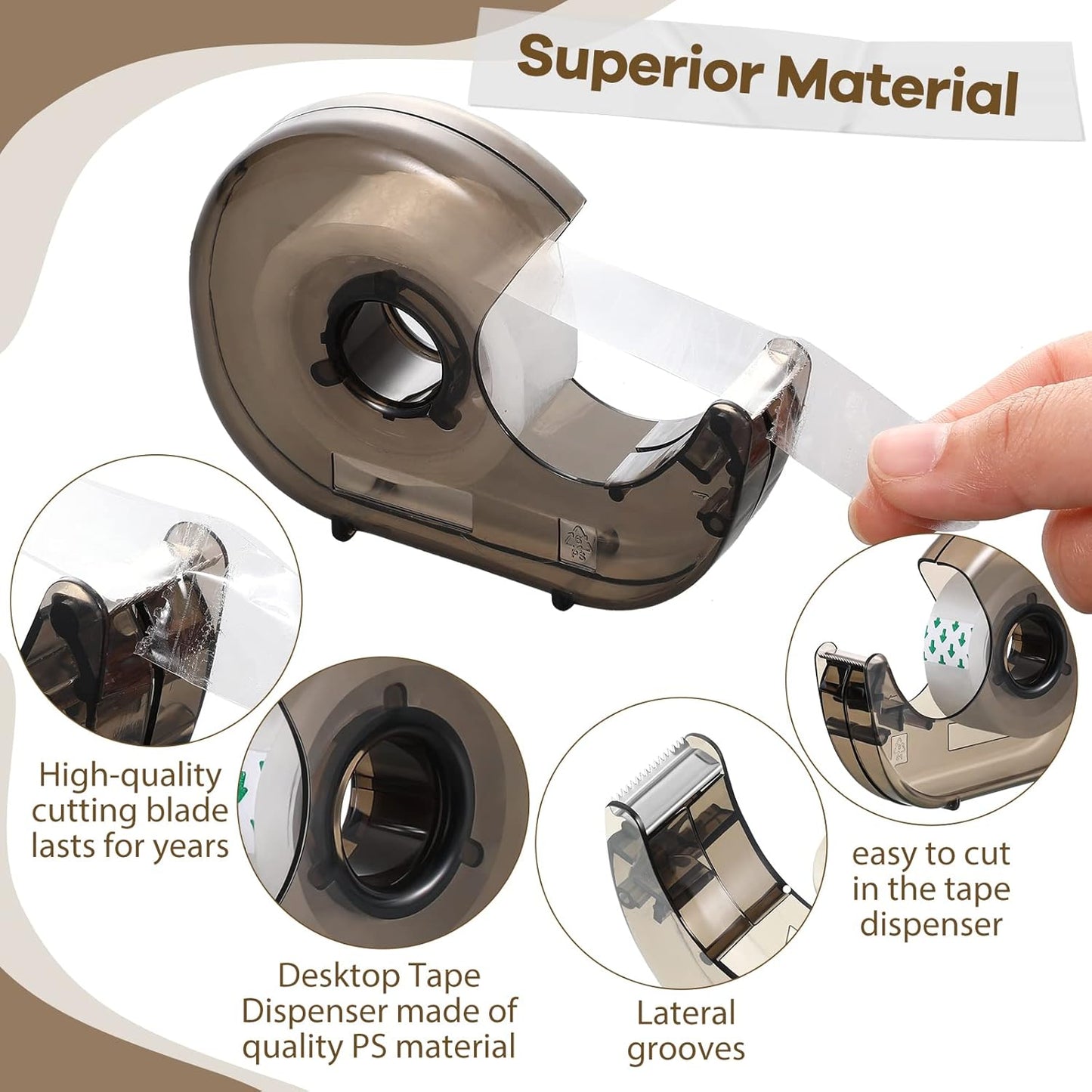 24 Pieces Handheld Tape Dispenser Desktop Adhesive Cutter Transparent Plastic Refillable Dispenser Lightweight and Portable Manual Use Adhesive Holder for Home Office Packing Gift, No Tape Included - Lumora Desk