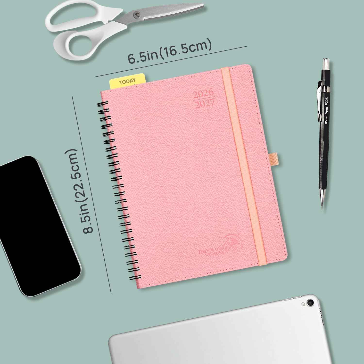 POPRUN 2026-2027 Academic Weekly Planner, 6.5" x 8.5" Horizontal Daily Book Calendar, July 2026 to June 2027, Softcover Appionment Book with Monthly Tabs, Spiral Bound, Inner-Pocket - Orange