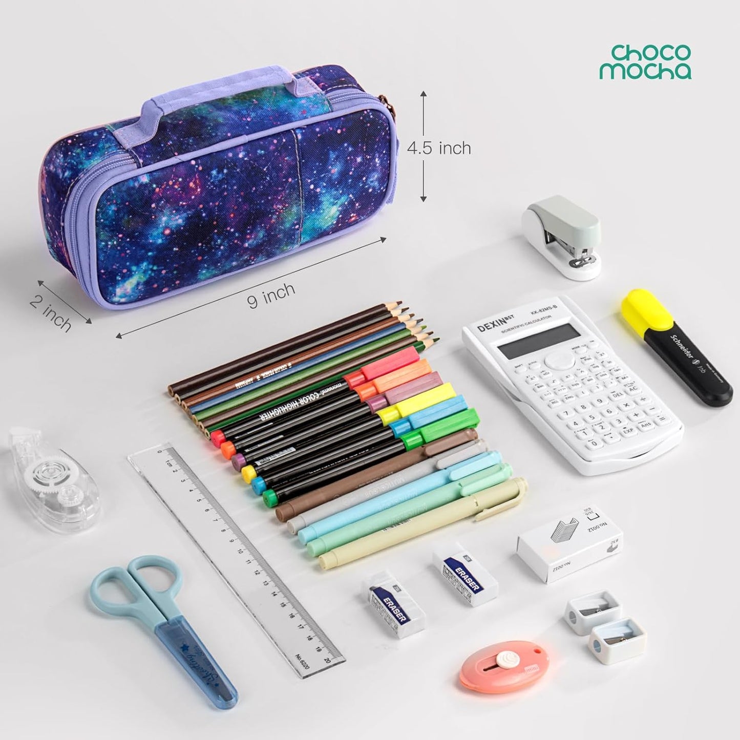 Choco Mocha Mermaid Pencil Case for Girls, Soft Pencil Case Kids Pencils Pouch for Kindergarten Girls, Blue