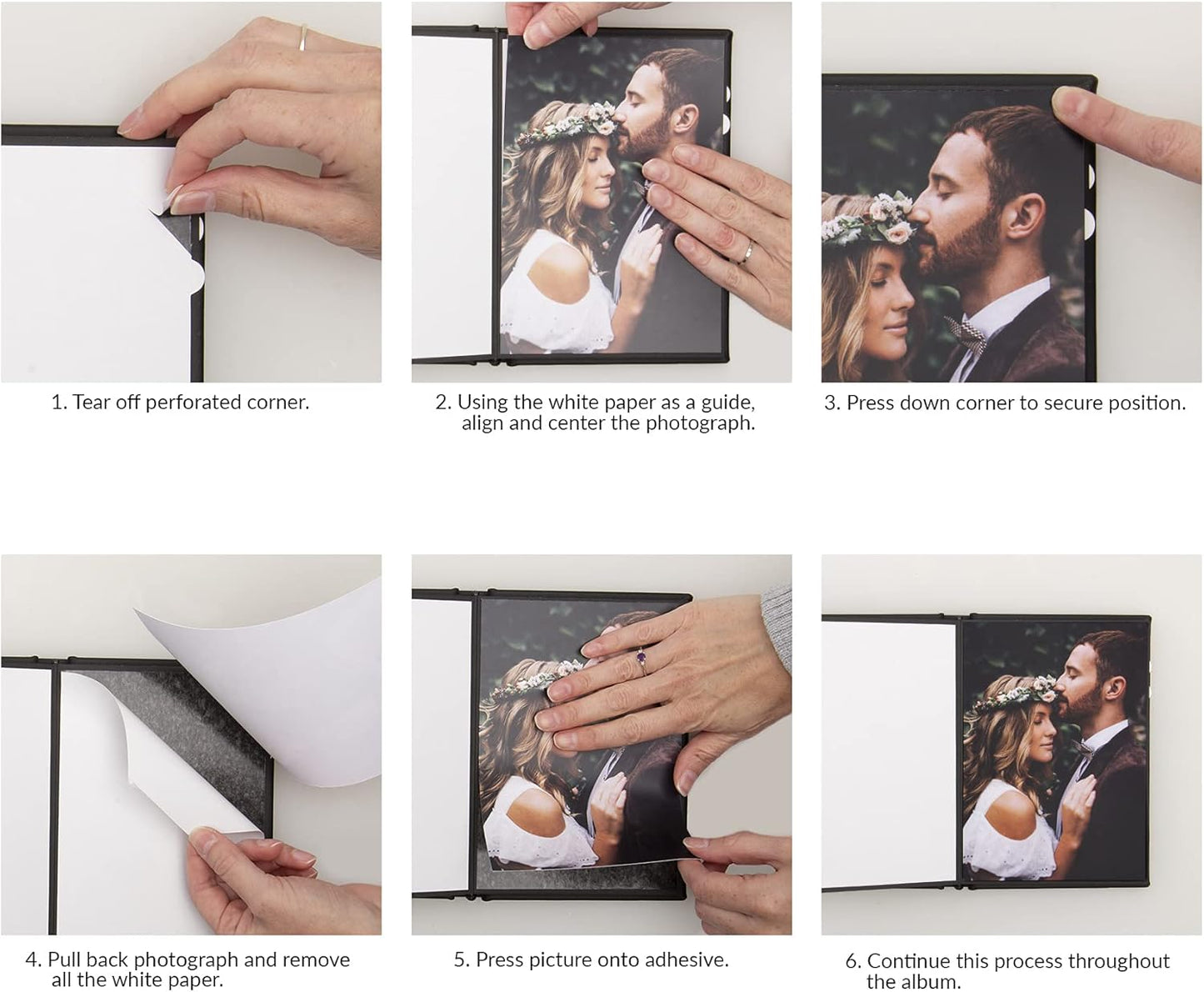 Neil Enterprises Inc. 8" x 8" Black Leather Self-Stick Photo Album - Holds 20 Photos