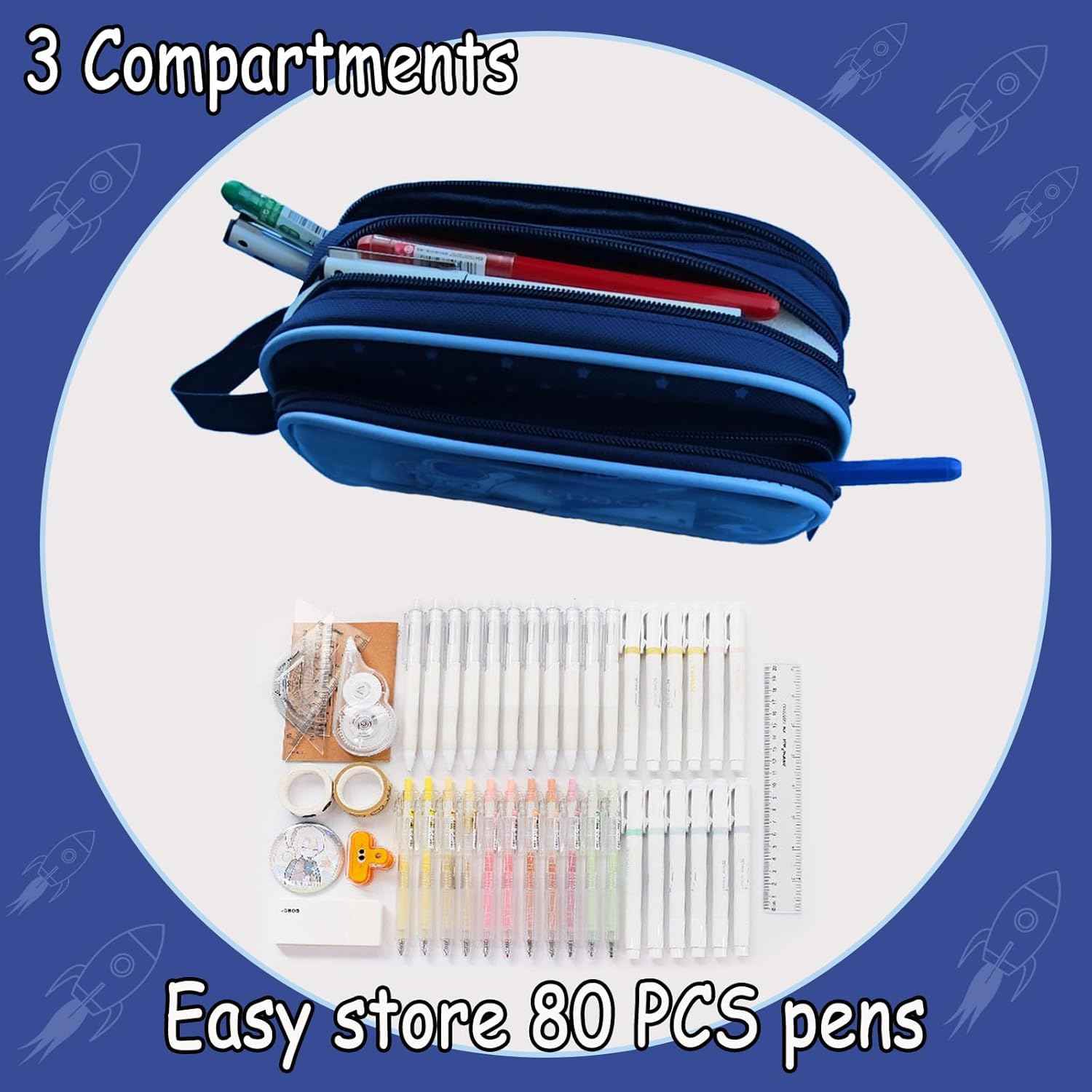 Pencil Case Large Capacity Pencil Pouch, Astronaut Pencil Bag, Aesthetic Pencil Case Pouch, Cute Pencil Case for Kids Students, Preppy Pencil Case for School, Transparent Pencil Box