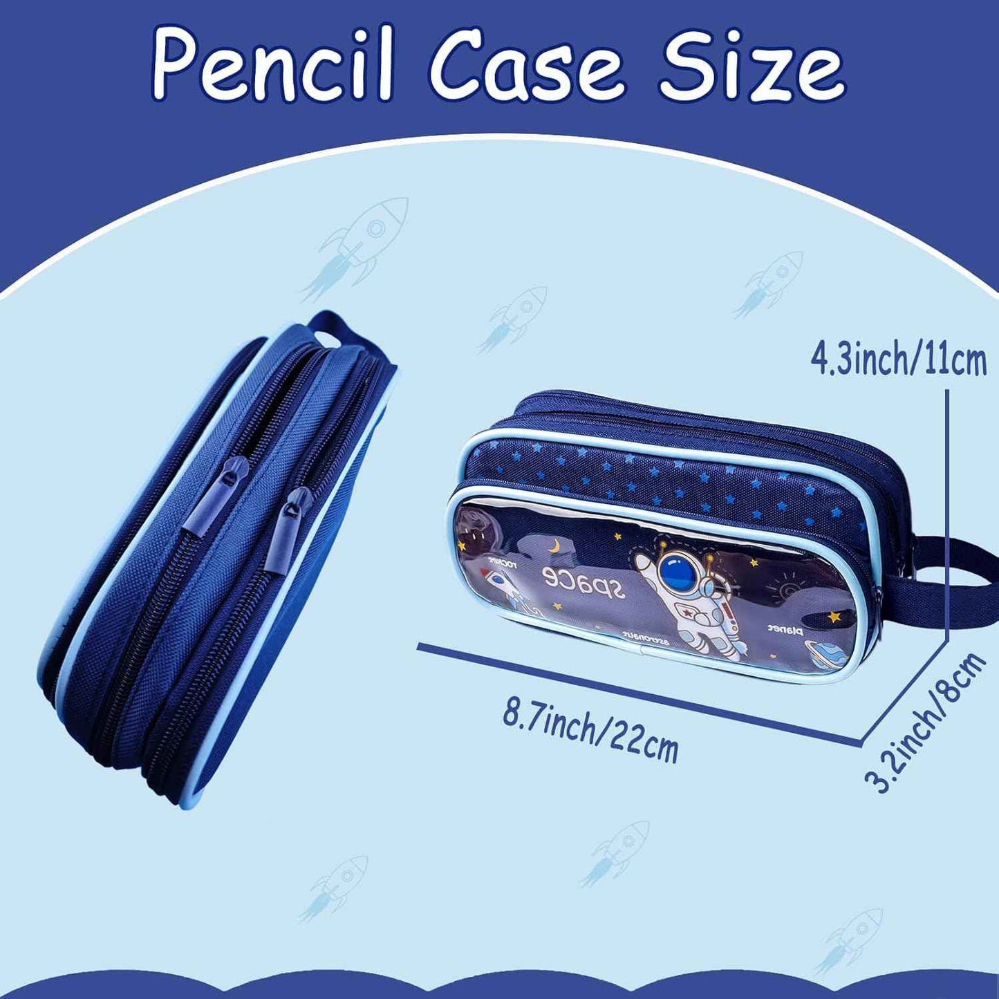 Pencil Case Large Capacity Pencil Pouch, Astronaut Pencil Bag, Aesthetic Pencil Case Pouch, Cute Pencil Case for Kids Students, Preppy Pencil Case for School, Transparent Pencil Box