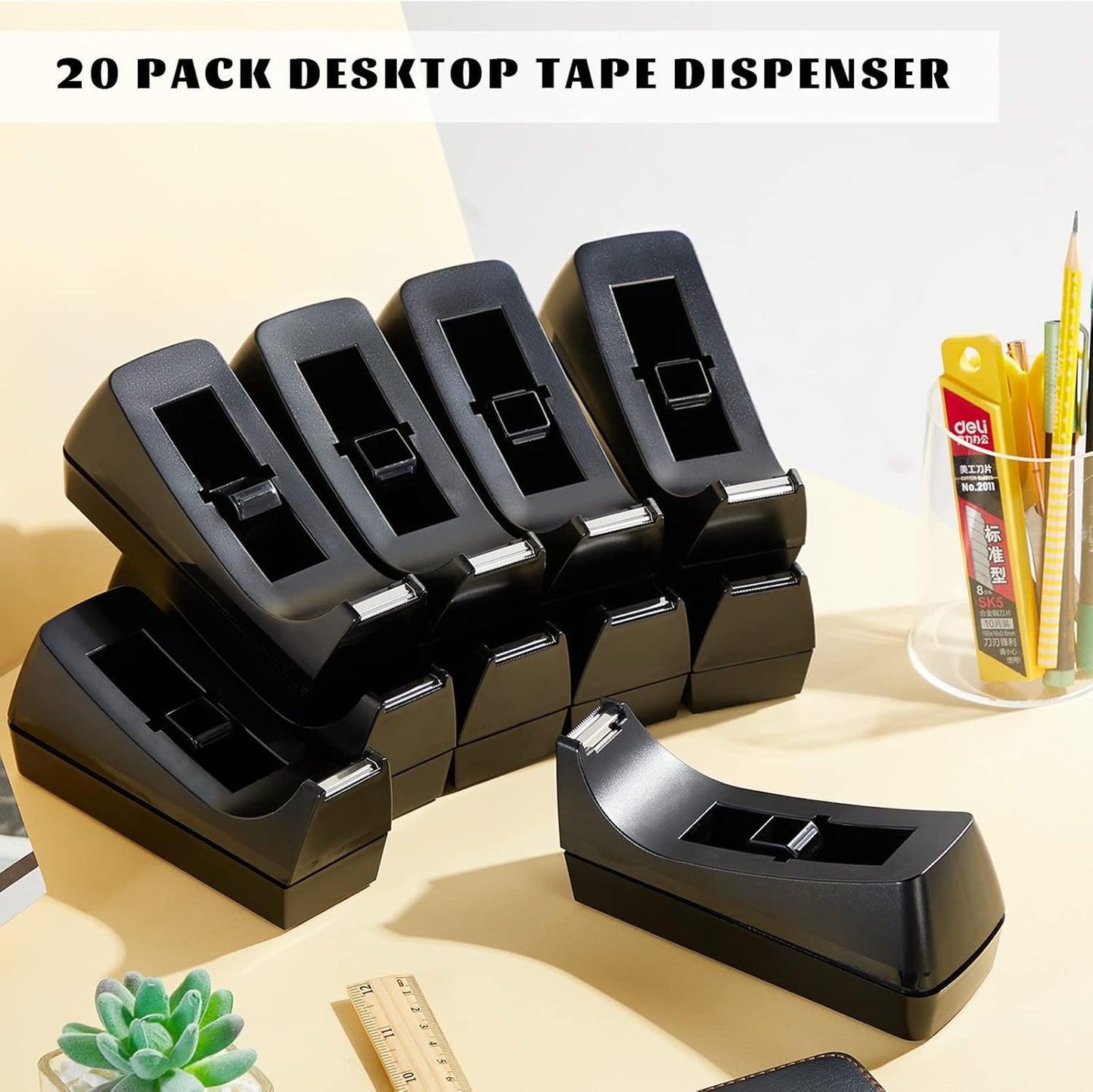 20 Pack Desktop Tape Dispenser Tape Roll Non Skid Base Tape Dispensers for Office Home School (Tape Not Included) - Lumora Desk