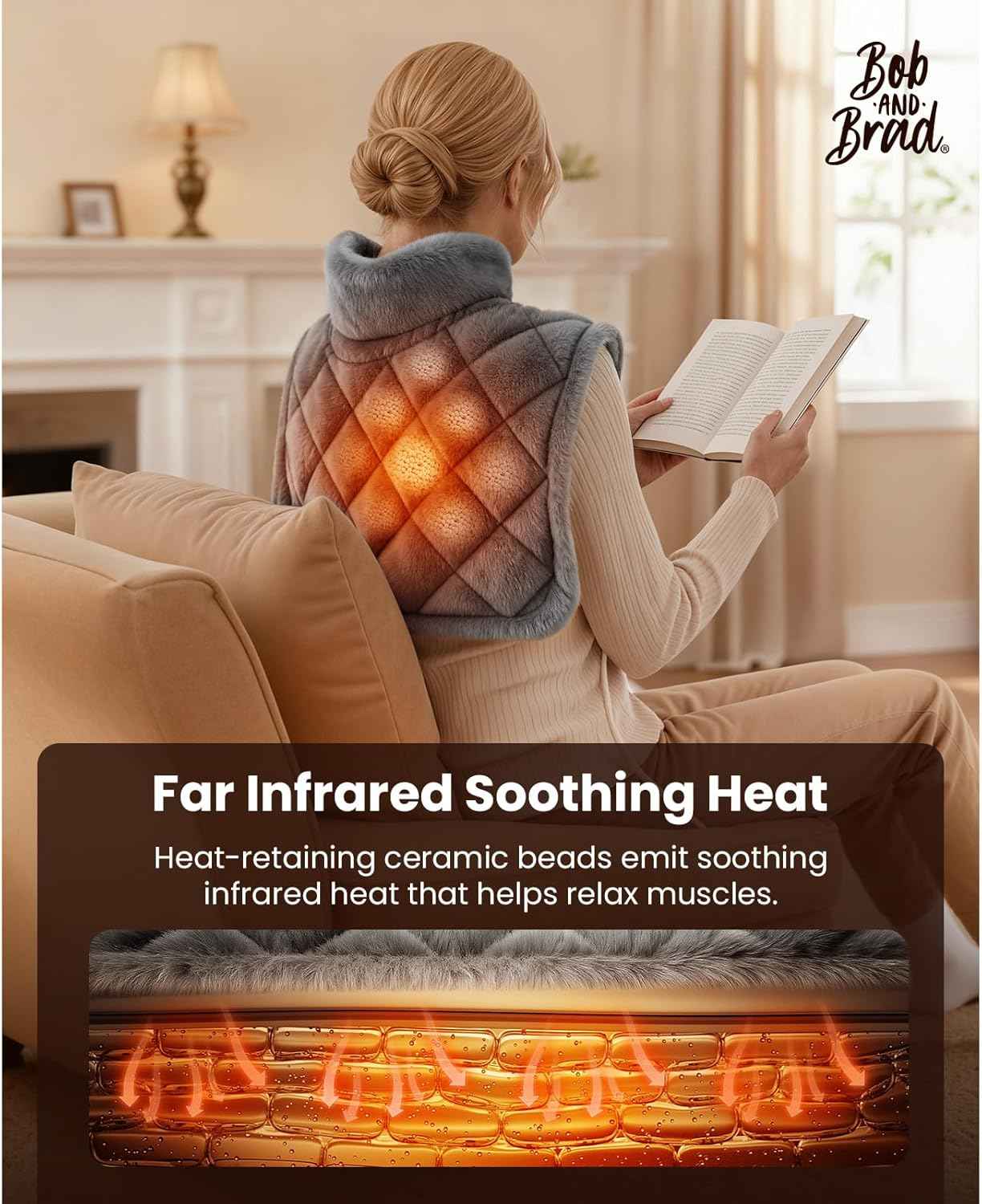 BOB AND BRAD Weighted Heating Pad for Neck Shoulders and Back Pain Relief, FSA Eligible/HSA Eligible, 2.2lb Electric Heating Pad, ETL Certified, Birthday Christmas Gifts for Women Men Mom Dad, 20"x22"