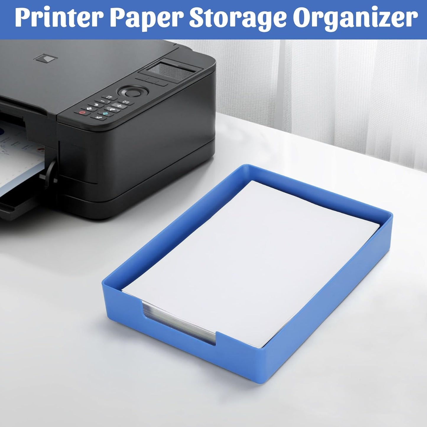 Letter-Size Tray Desk Letter Tray Paper Tray, Sturdy Heavy-Duty Plastic Printer Paper Tray, Single-Tier Stackable File Storage Organizer for Office Home (1, Blue)