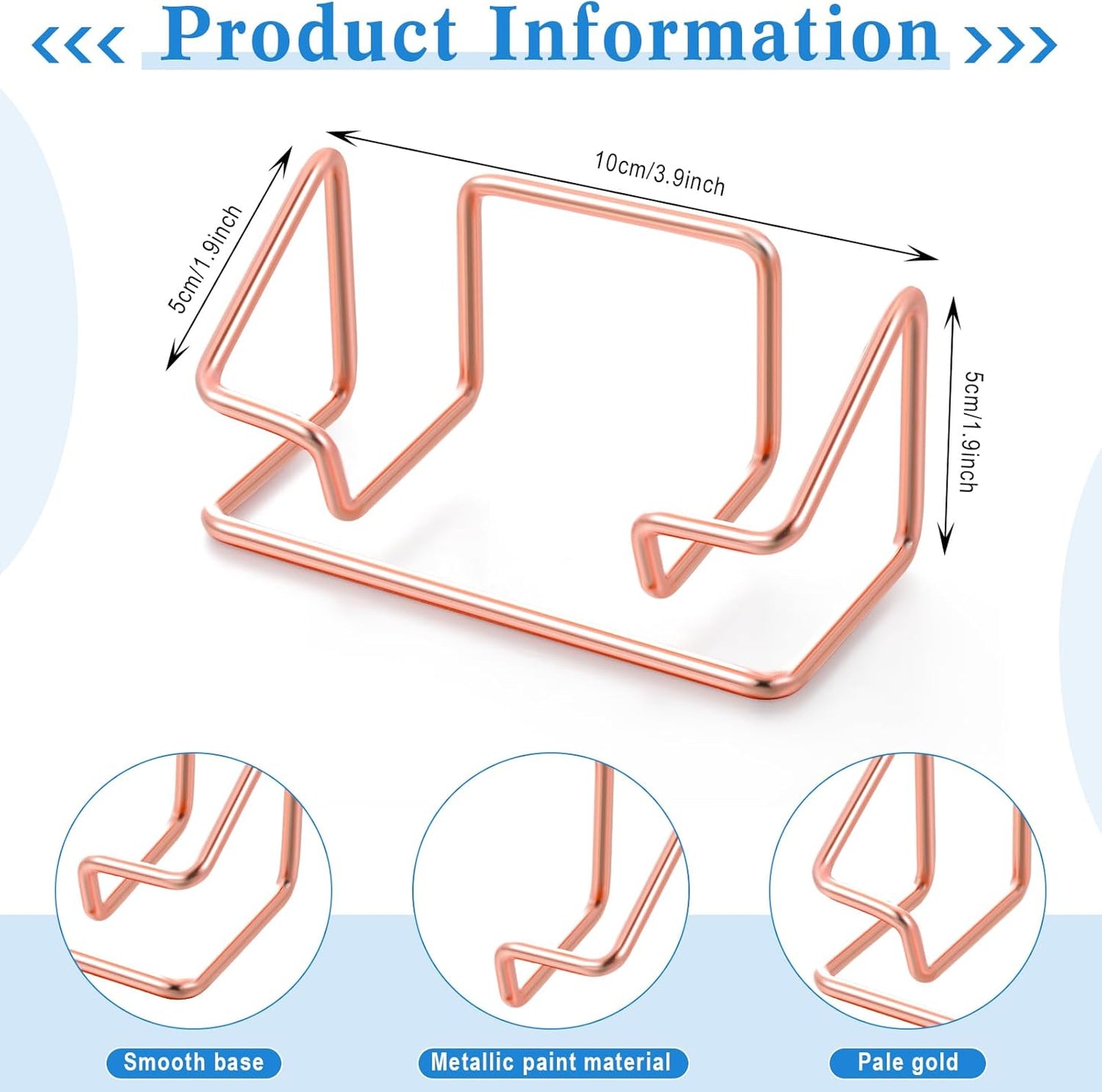 Landhoow 2 Pcs Business Card Holder for Desk, Cute Metal Card Organizers Display Stand Postcard Holder Rack for Desktop Working Office Home Daily Use (Rose Gold)