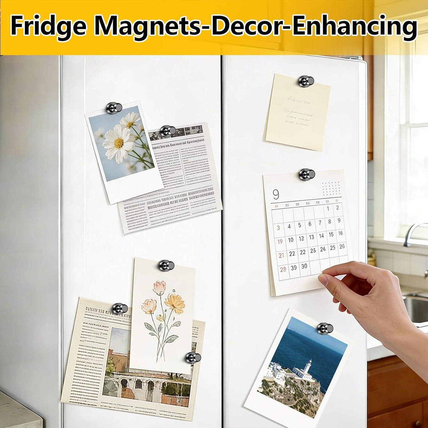 16 Pcs Fridge Magnets, Refrigerator Magnets, Small Strong Magnets, Whiteboard Magnets for Fridge, Magnetic Push Pins for Locker, Pins for Kitchen Office Accessories