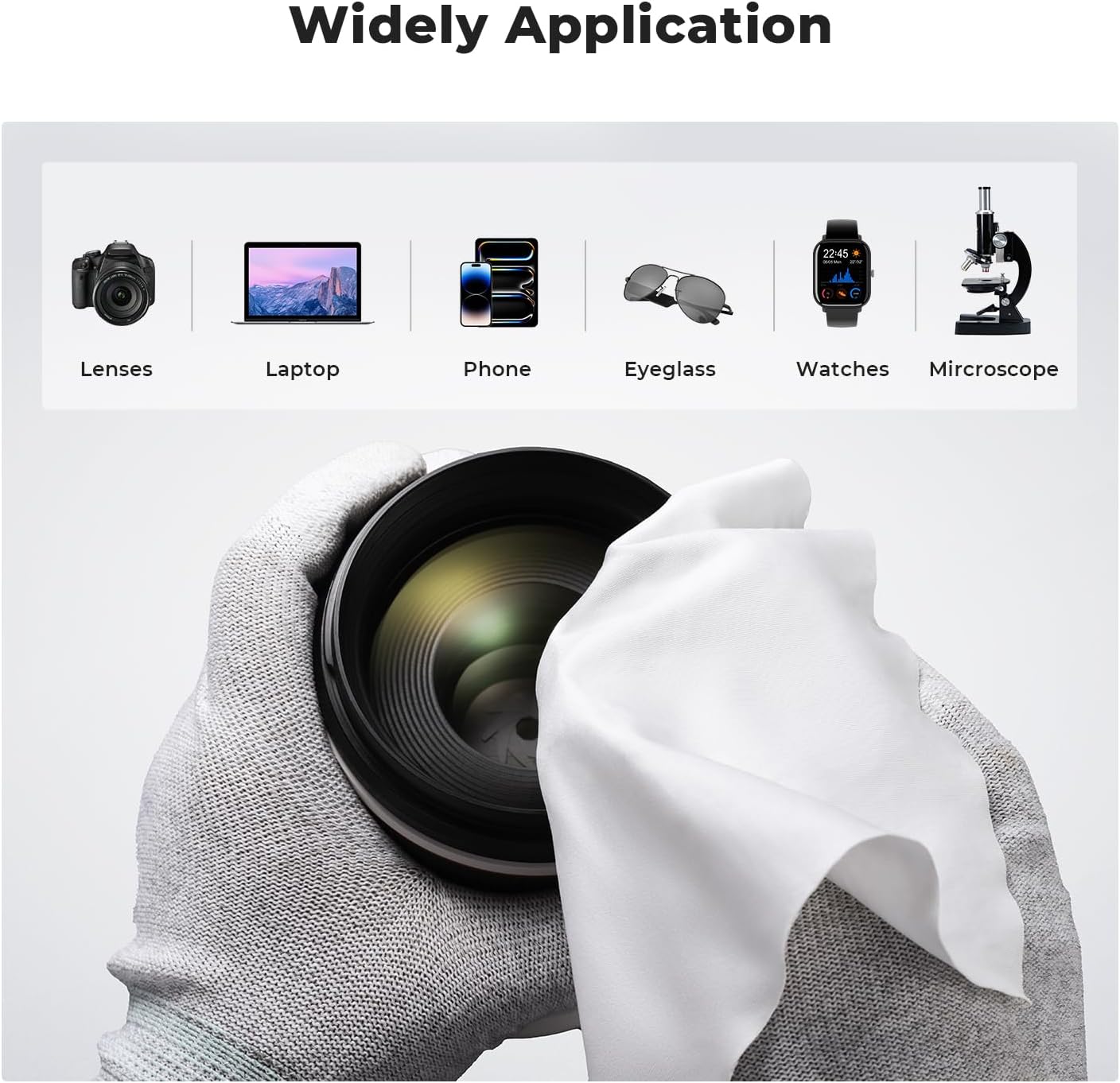 K&F Concept 20 Pack Microfiber Cleaning Cloths, 6x6in Glasses Cleaning Cloths, Premium Camera Lens Cloth for Photography, Glasses, Screens & More