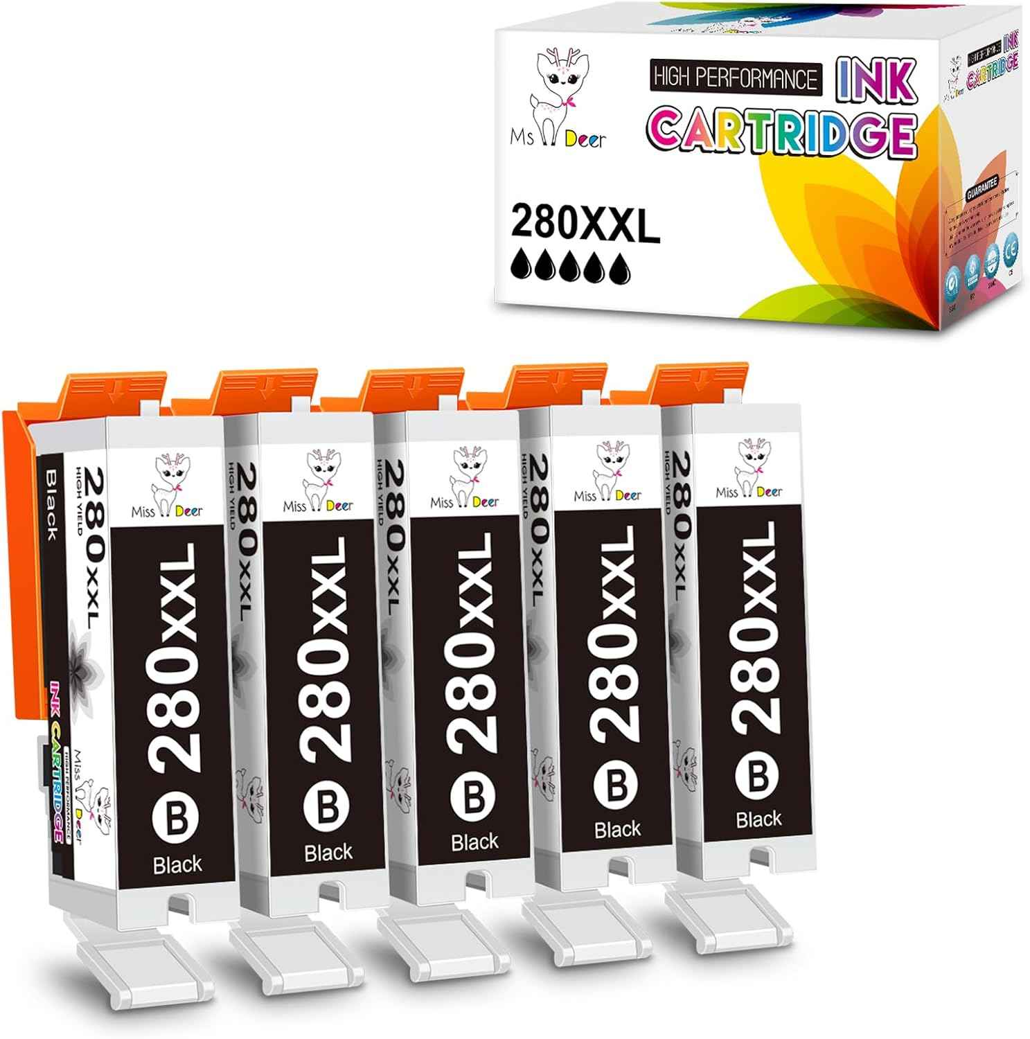 Miss Deer PGI-280XXL PGBK Black Ink Cartridges Compatible for Canon 280 281 Ink Cartridges to use with Canon TR8620A TR8520 TR7520 TS9120 TS6320 TS6220 TS6120 TS702 TS8120 TS8220 TS8320 Pinter