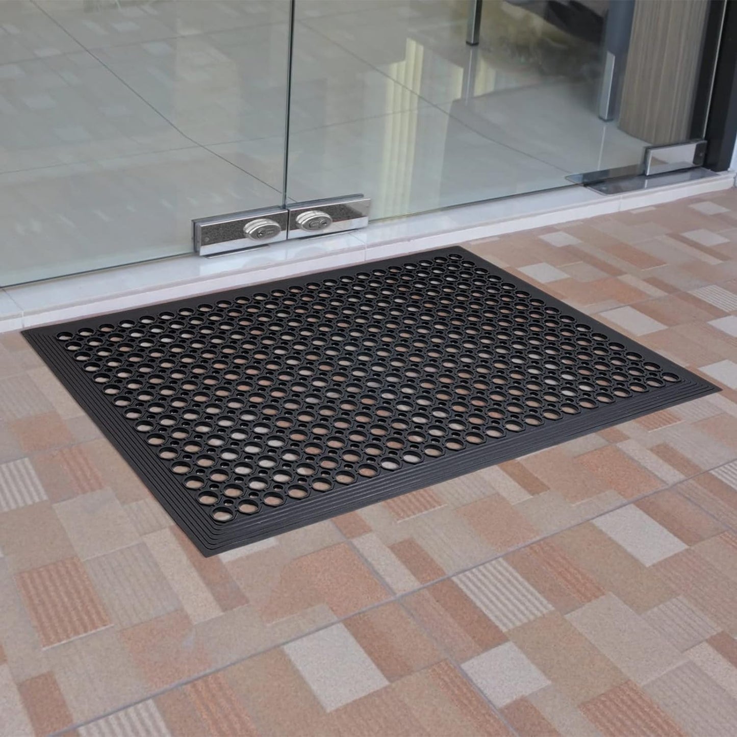 Anti Fatigue Outdoor Rubber Floor Mat 2 Pack Commercial Restaurant Kitchen Mats for Floors Non-Slip Bar Floor Mats Rubber Door mat Drainage Mats Utility Garage Use 36" x 60" Black - Lumora Desk