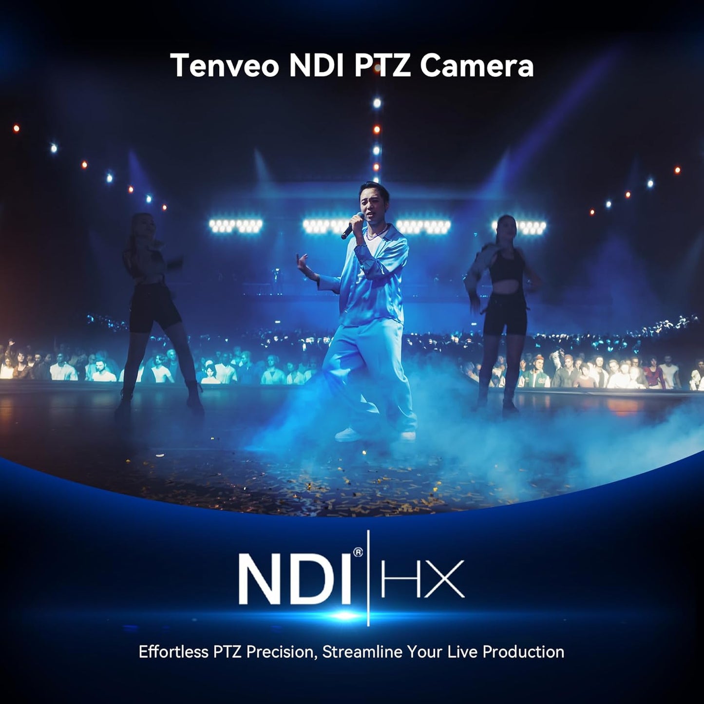 Tenveo 4K NDI PTZ Camera AI Humanoid & Face Auto-Tracking, HDMI/LAN/USB3.0 PoE PTZ Camera 20X Optical Zoom IP Live Streaming, for Church Services Worship Video Conference Live Streaming YouTube OBS