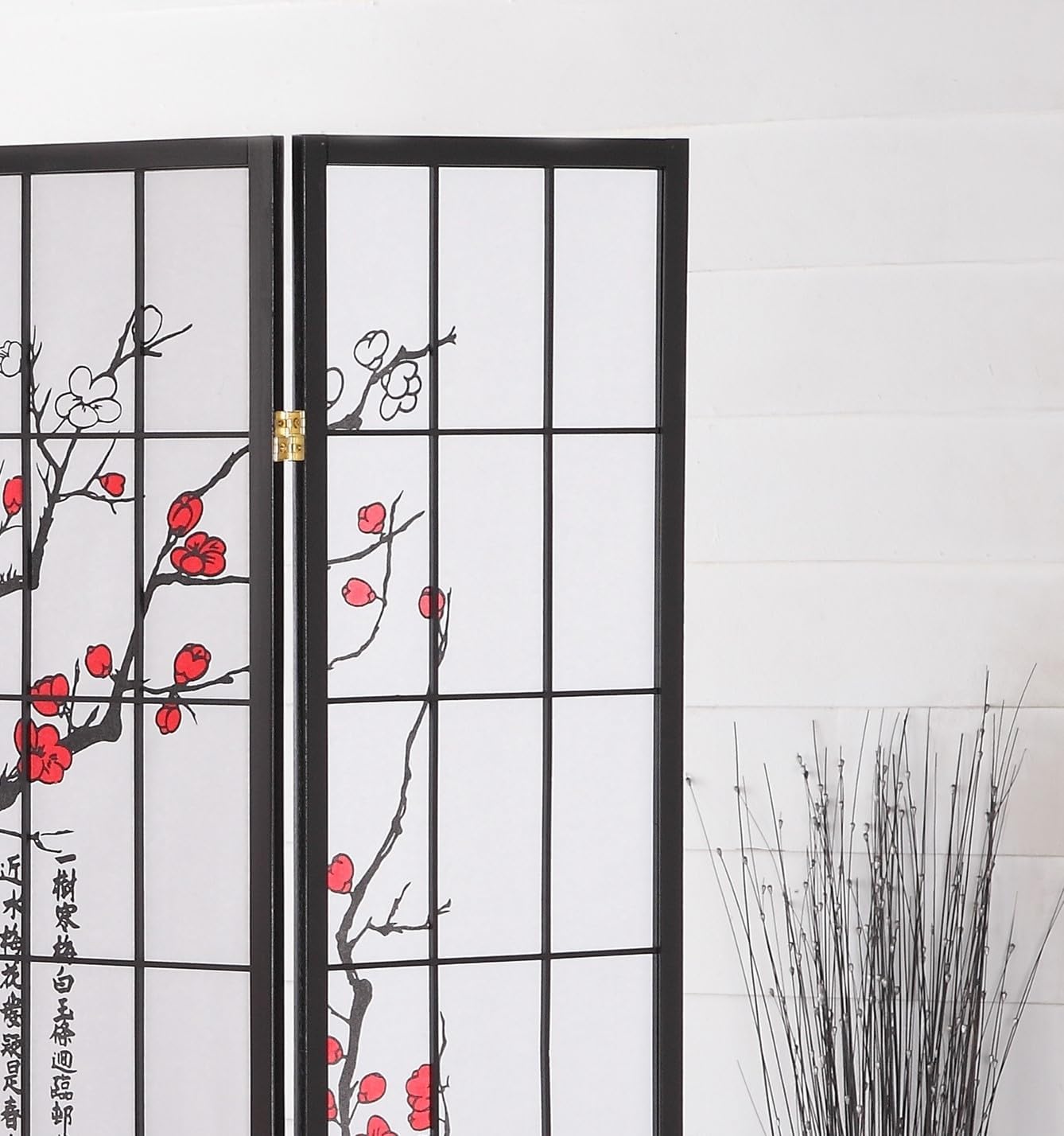 NicBex Room Divider 4 Panel Room Dividers with Oriental Style Partition Room Dividers and Folding Privacy Screens Wall Divider for Home, Office, Room Separation,71" W x 2" D x 71" H, Black - Lumora Desk