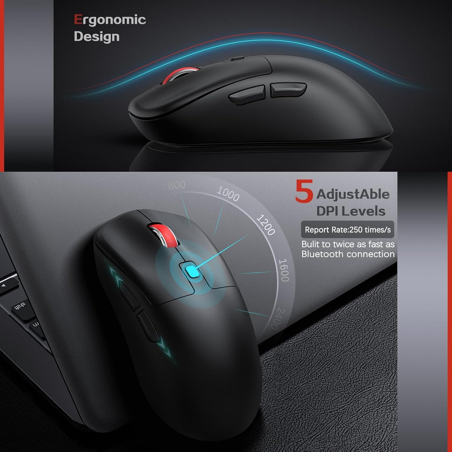 Wireless Keyboard and Mouse Combo,Quiet Click,Full Size Design with Number Pad,Ergonomic Mouse with 5 DPI,Sleep Mode-2.4G Silent Portable Cordless Combo for Laptop/PC/Computer/Mac(Grey)