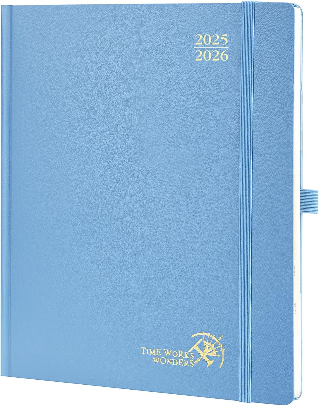 POPRUN Planner 2025-2026, (Large 8.5'' x 10.5'' Hard Cover) Academic Calendar (July 25-June 26) Daily Weekly and Monthly Appointment Book with Hourly Time Slots, Monthly Tabs, 100 GSM - Haze Blue
