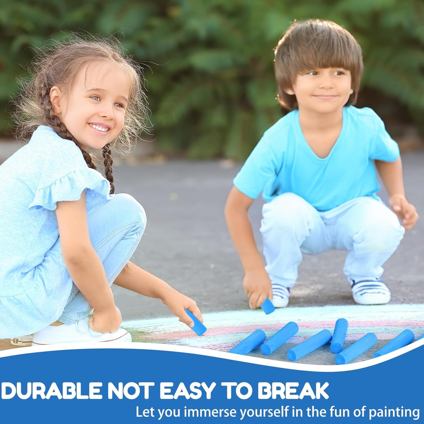 Fulmoon 40 Pcs Jumbo Sidewalk Chalk for Kids Outdoor Art Non Toxic Large Washable Street Chalk for Adults Drawing Painting Classroom(Blue,Round Style)