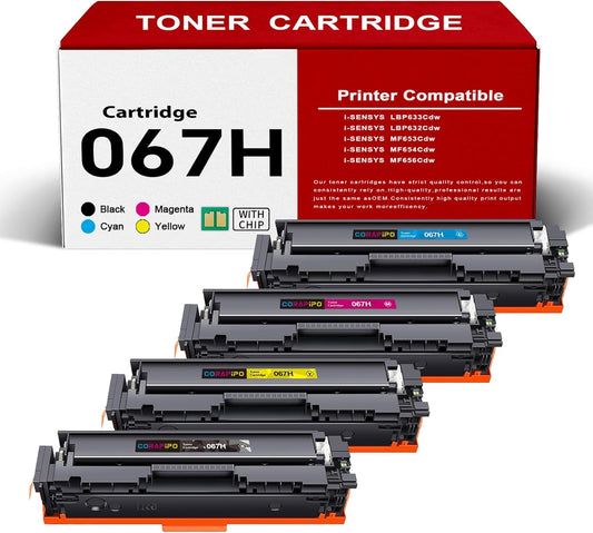 067H 067 Toner Cartridges Set Compatible for Canon 067H 067 Toner Cartridge Work with Canon ImageClass MF656Cdw MF654Cdw LBP632Cdw LBP633Cdw Printers|067H B/C/Y/M,4Pack 067H Toner