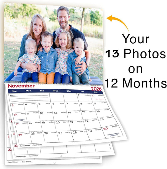 Custom Calendar 2026 for Home & Office - Print Your 13 Memories,Make Your Own Personalized Calendar Customized Christmas Gift &use your photo (Wall Calendar2, 10 packs)